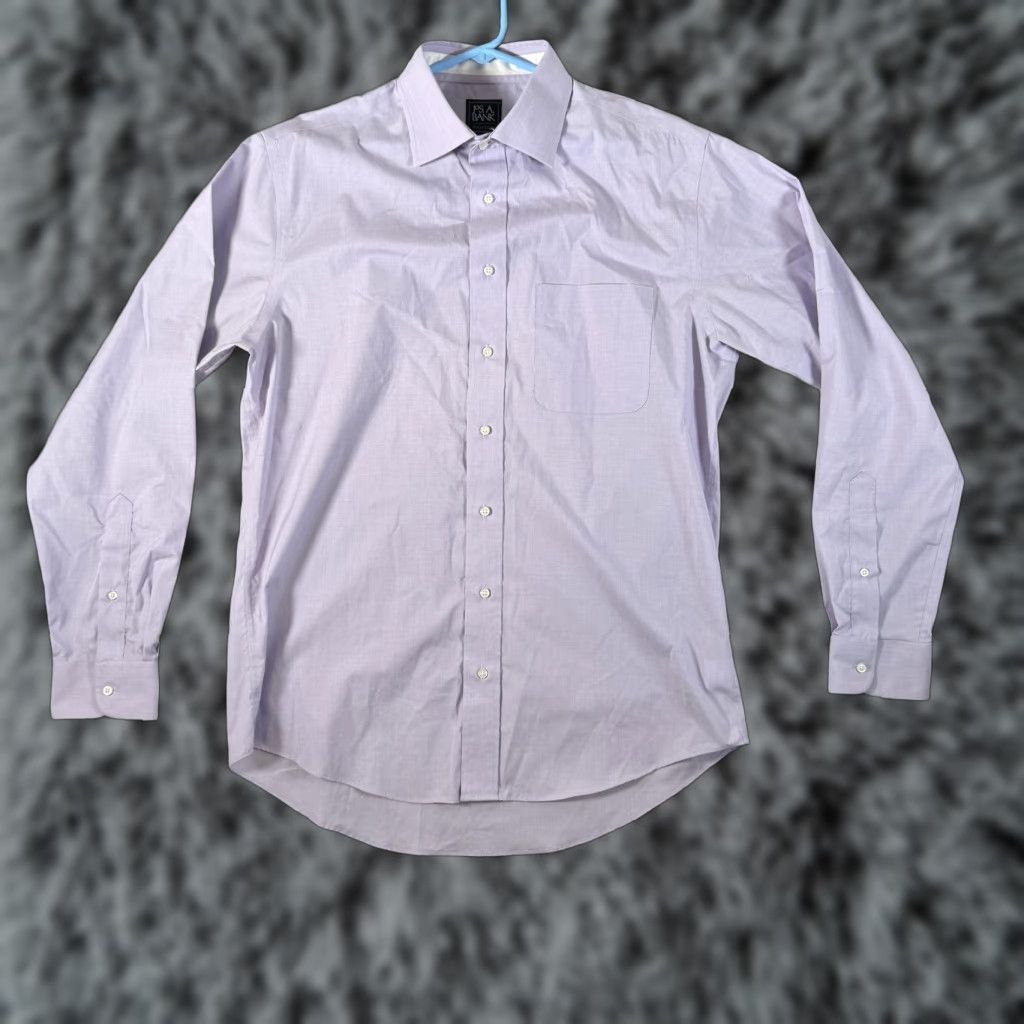 Jos. A. Bank VINTAGE Jos. A. Bank Traveler TravelTech Dress Shirt Mens 16.5-35 Lavender Slim Stretch Shirt Mens 16.5 Slim Long Sleeve Purple TravelTech Size 46R - 1 Thumbnail