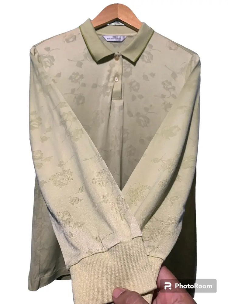 Balenciaga Rare❗Balenciaga Vintage mesh flora long sleeve polo shirt Size L / US 10 / IT 46 - 4 Thumbnail