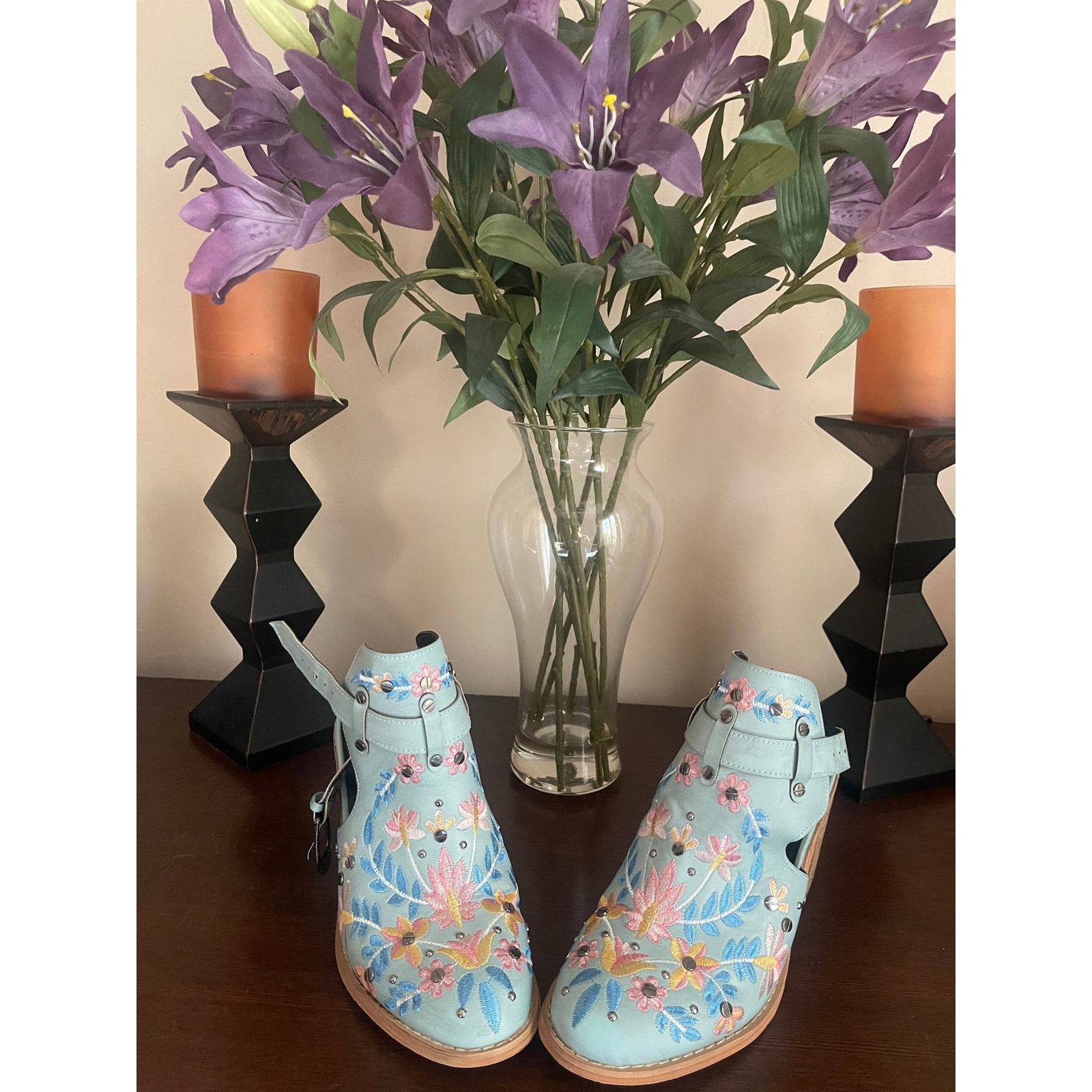 Corral Turquoise Embroidered Western Heeled Booties Size US 8 / IT 38 - 3 Thumbnail