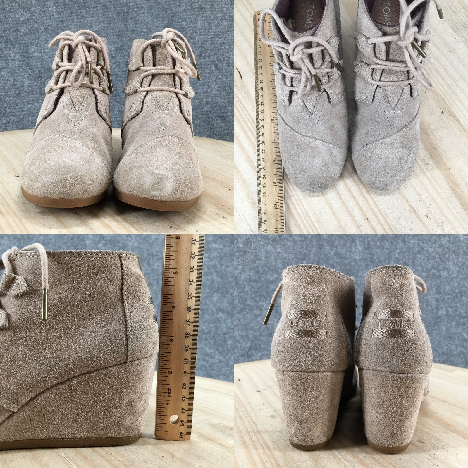 Toms TOMS Boots Women's 7 Wedge Desert Ankle Bootie Lace Up Brown Suede Comfort Casual Shoe Shoes Size US 7 / IT 37 - 8 Thumbnail