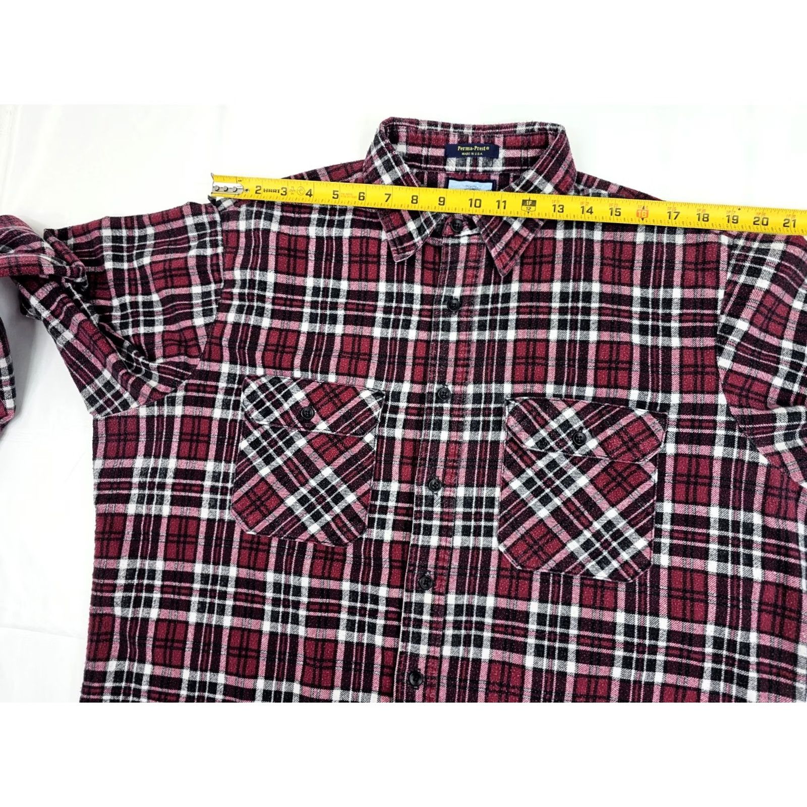 Vintage VTG Fieldmaster Perma Prest Flannel Shirt Men XL – Red Black Plaid Outdoor Size US XL / EU 56 / 4 - 5 Thumbnail