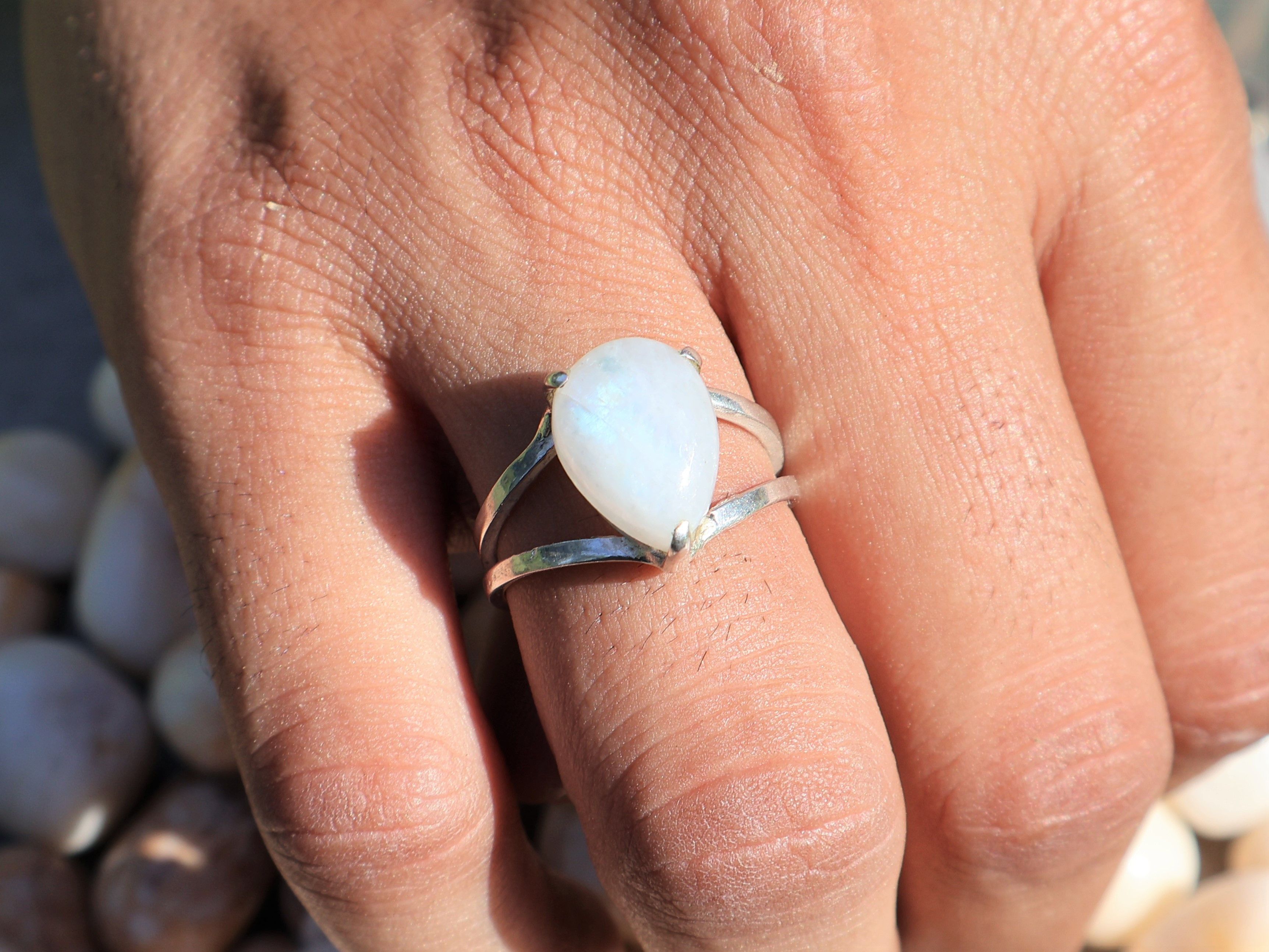 Handmade Rainbow Moonstone Ring, Handmade Ring, 925 Sterling Silver, Size ONE SIZE - 9 Thumbnail