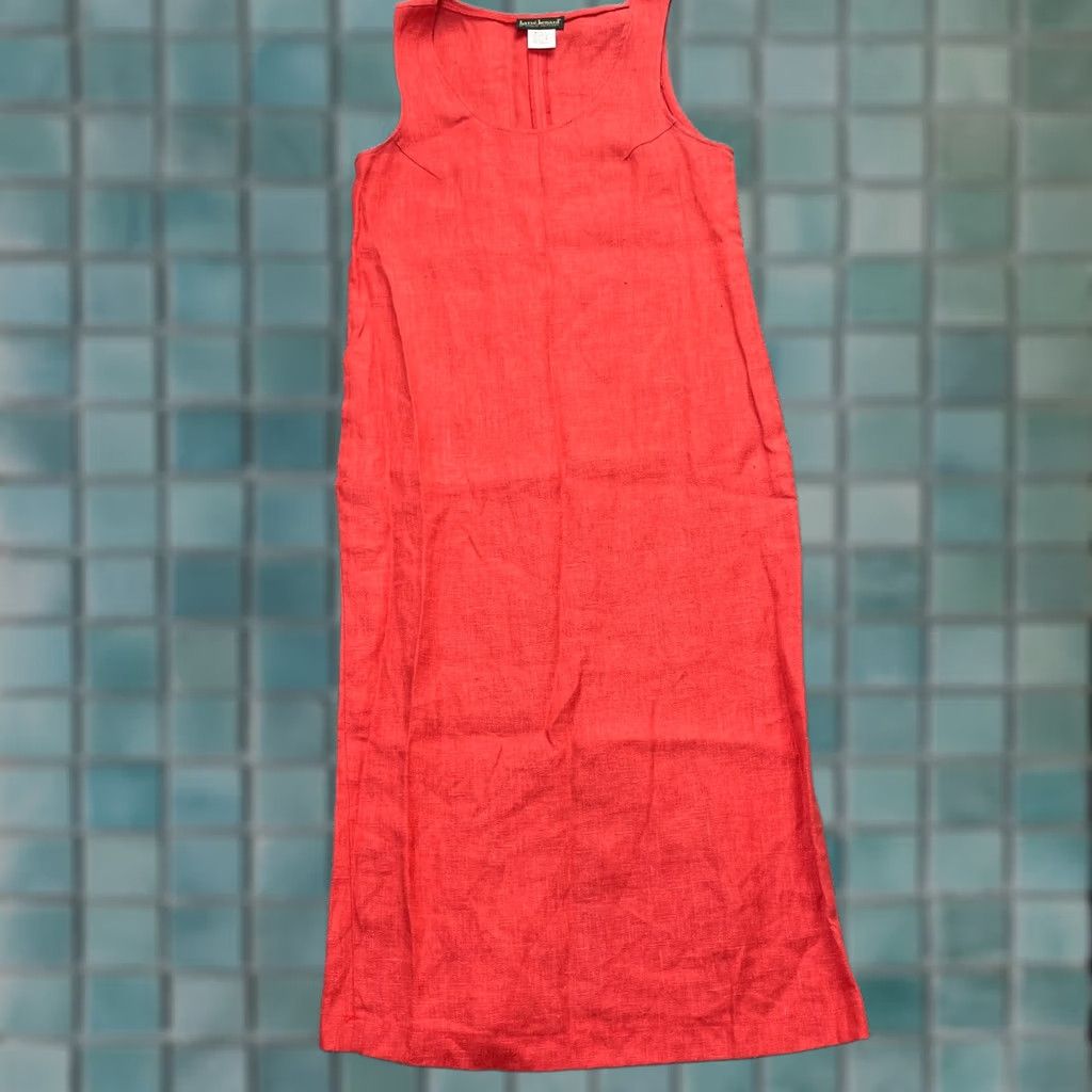 Vintage VINTAGE Harve Benard Dress Womens 4 Red Shift Linen Sleeveless Round Neck Back Slit City Retro Size S / US 4 / IT 40 - 1 Thumbnail