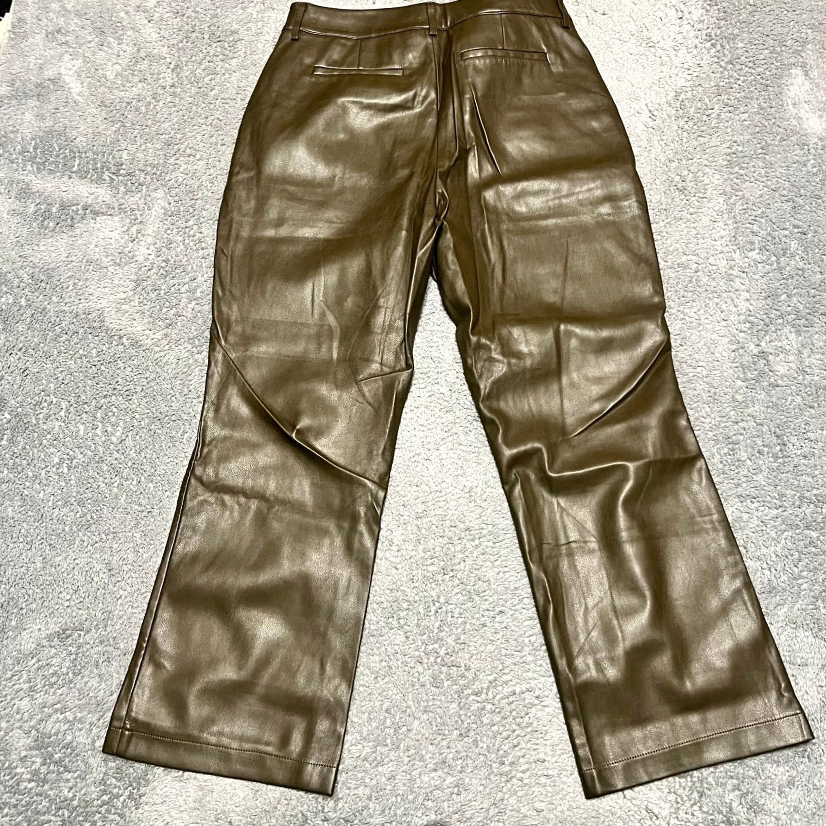 AVEC LES FILLES Avec Les Filles Pants Cropped Womens Large L Brown Faux Vegan Leather 31x26 Size 36" / US 14 / IT 50 - 3 Thumbnail