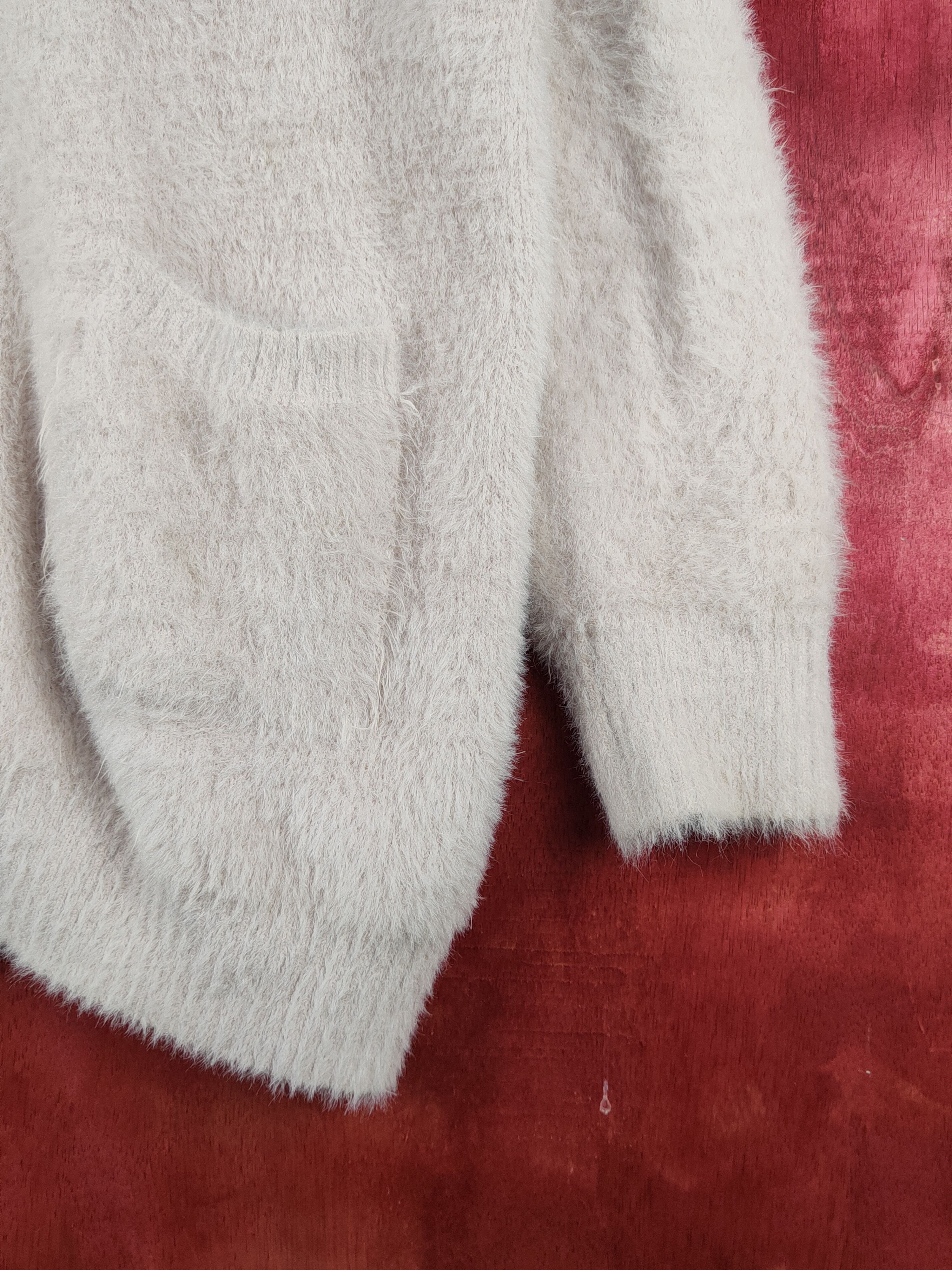 Homespun Knitwear Evelyn Beige Fur Mohair Knitwear Cardigan #S2282 Size L / US 10 / IT 46 - 7 Thumbnail