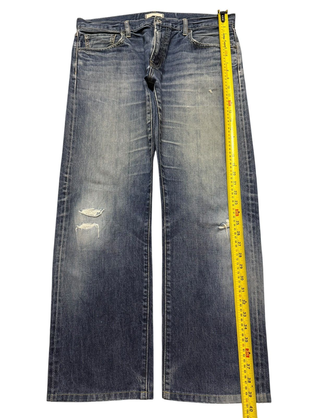 Uniqlo Vintage Y2K Uniqlo Selvedge Faded Wash Distress Straight Leg Size US 36 / EU 52 - 11 Thumbnail