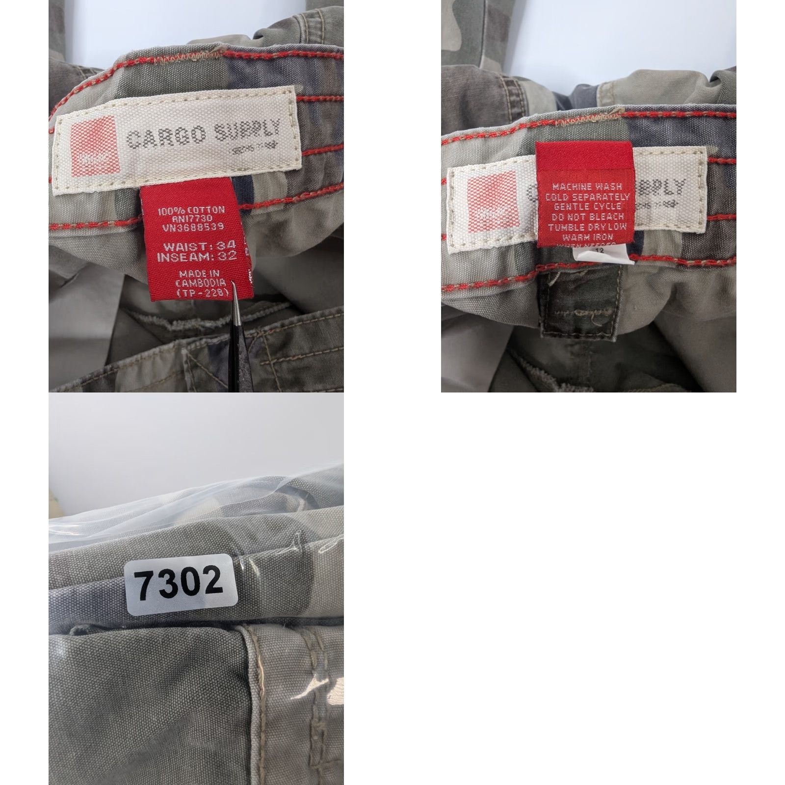 Mossimo Mossimo Cargo Pants Men’s 34x32 Camo Baggy Straight 90s Army Vintage Casual Workwear Size US 34 / EU 50 - 9 Thumbnail