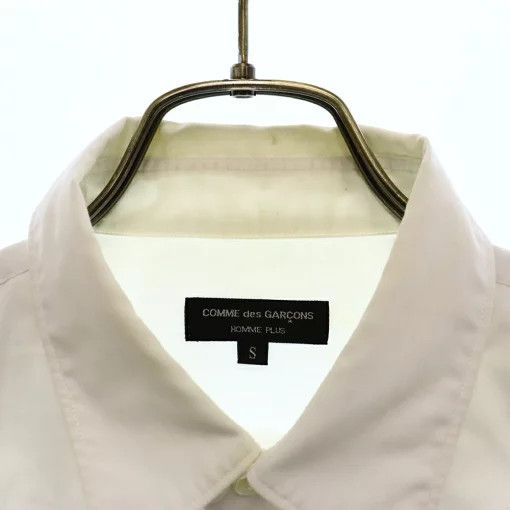 Comme des Garcons Homme Plus Shirt Inside frill cotton long sleeve button up plain White Size US S / EU 44-46 / 1 - 5 Thumbnail