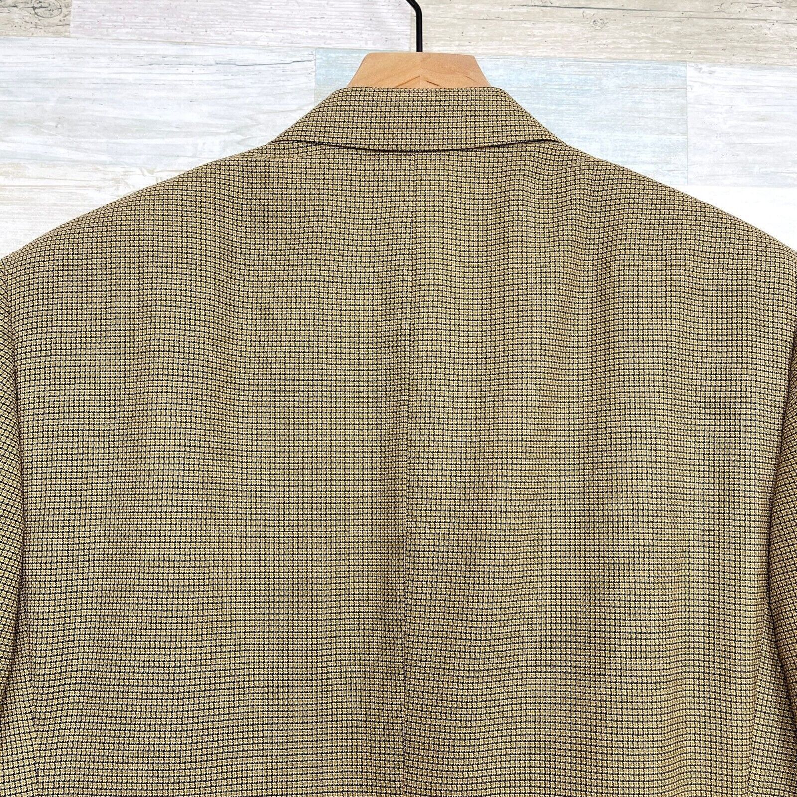 Canali Canali Wool Micro Plaid Sport Coat Tan 3 Button Italy 40R Size 40R - 6 Thumbnail