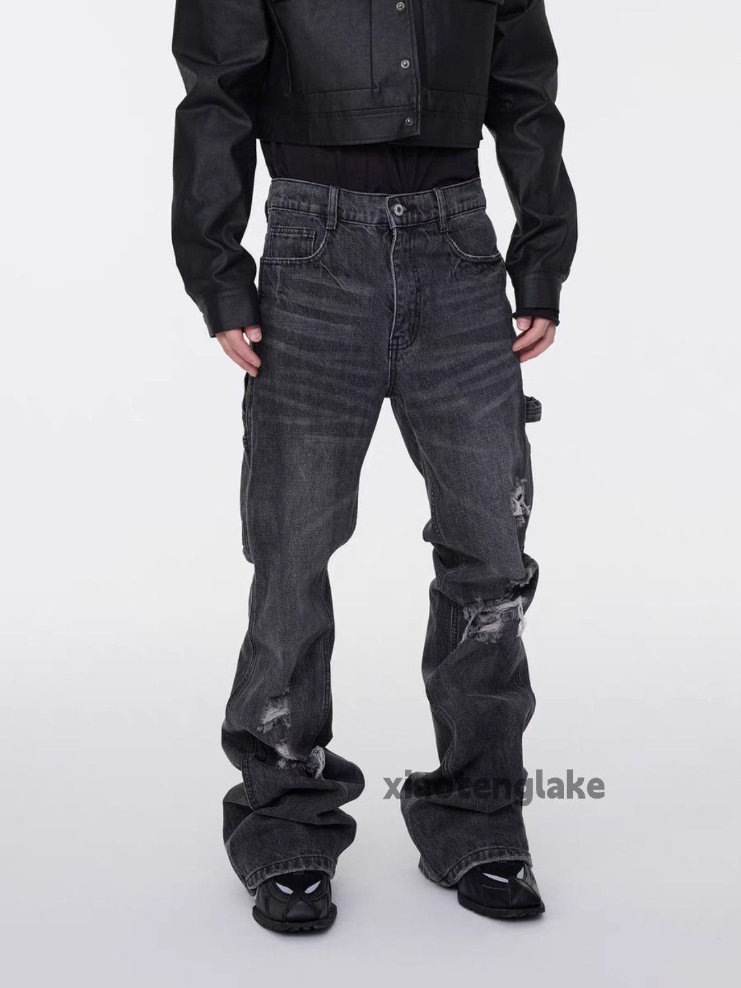 Vintage Washed faded utility punk yuppie ripped damaged jeans Size US 34 / EU 50 - 3 Thumbnail