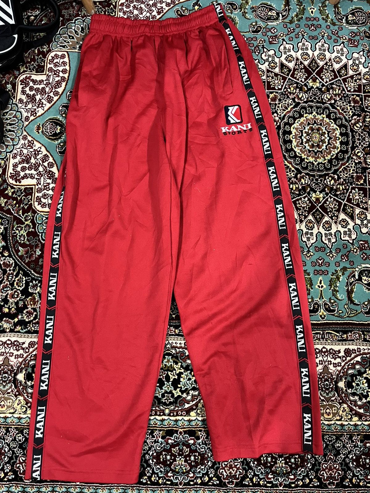 Karl Kani 💥Vintage 90s Culture Karl Kani Red Large Sweatpants Size US 34 / EU 50 - 1 Thumbnail