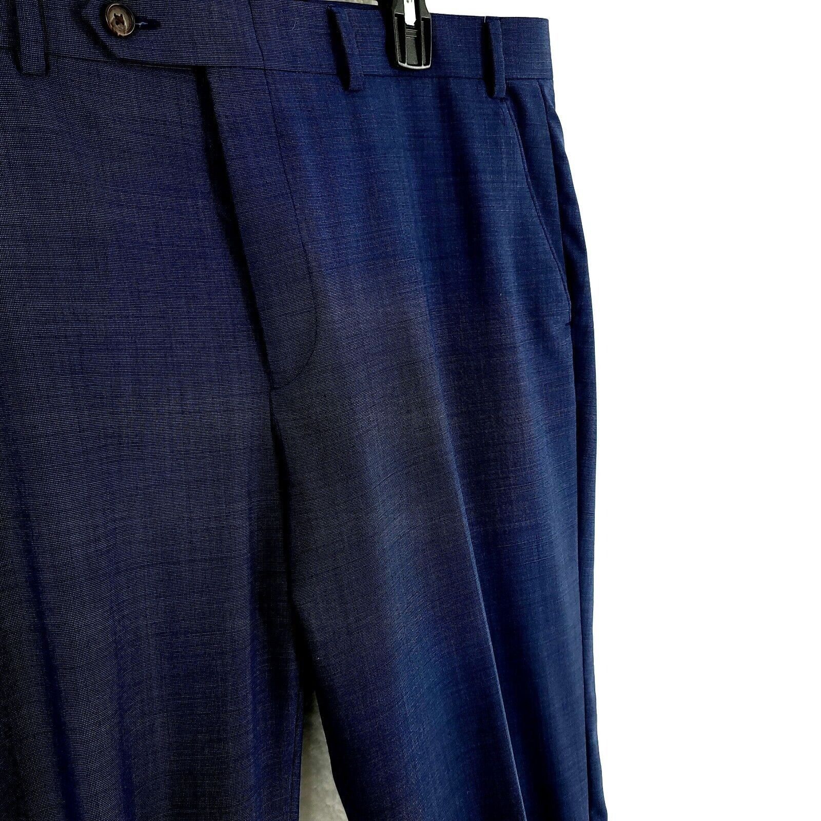 Lauren Ralph Lauren Lauren Ralph Lauren Wool Blue Birdseye Mid Rise Flat Front D Size 38R - 2 Thumbnail