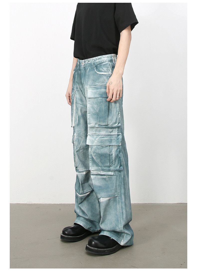 Japanese Brand × Jean High street multi-pocket ink tie-dye cargo jeans Size US 32 / EU 48 - 3 Thumbnail
