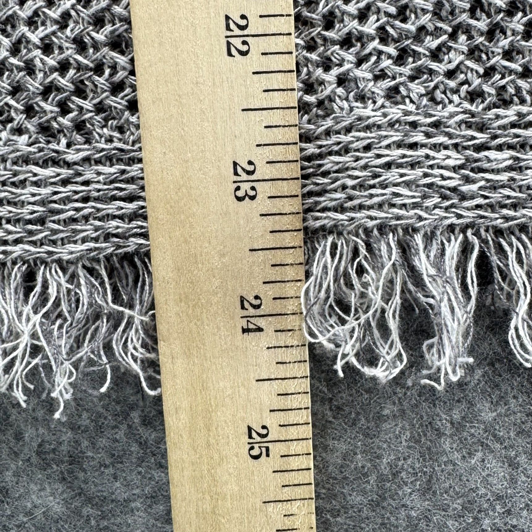 Eileen Fisher Sweater Womens XS Gray Open Knit Fringe Hem Pullover L