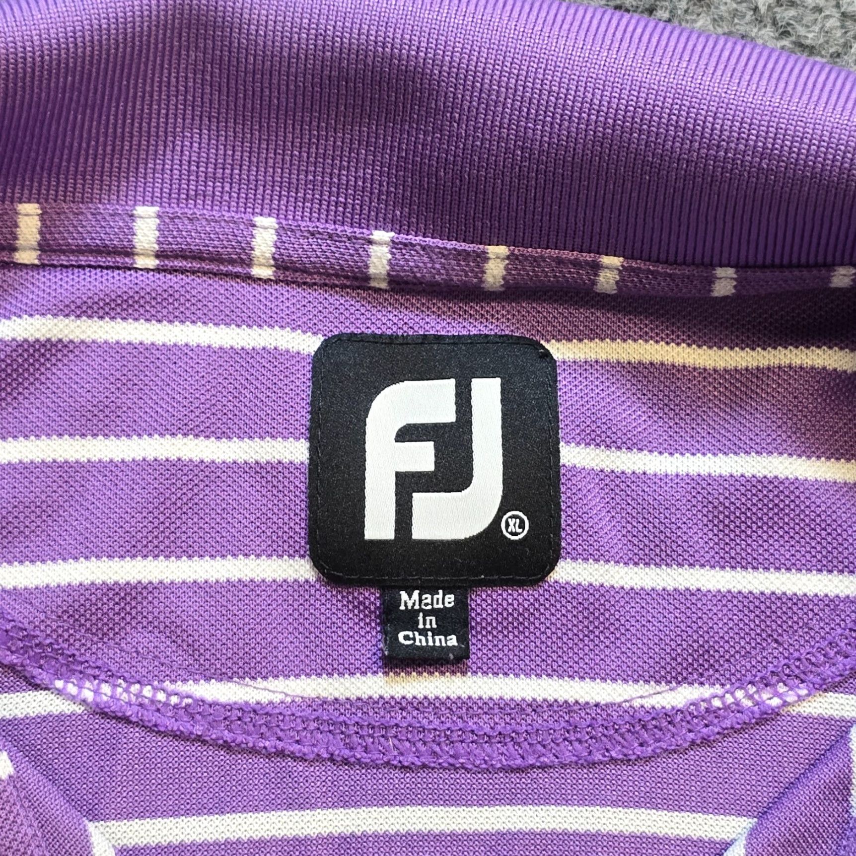 Footjoy VINTAGE FootJoy Polo Shirt Men XL Purple Striped Golf Performance Stretch Casual Basic Size US XL / EU 56 / 4 - 3 Thumbnail