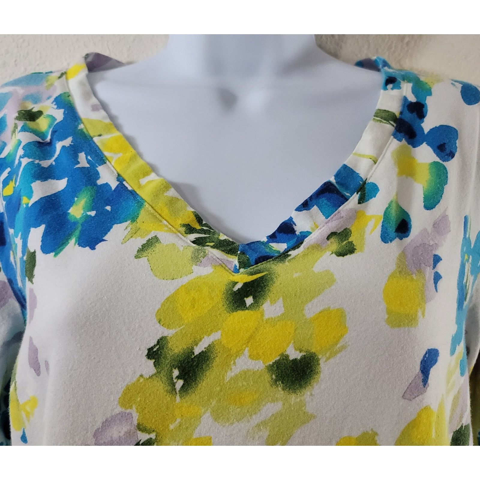 Other Erin London White Blue Yellow Abstract Print Top Large Size L / US 10 / IT 46 - 2 Thumbnail