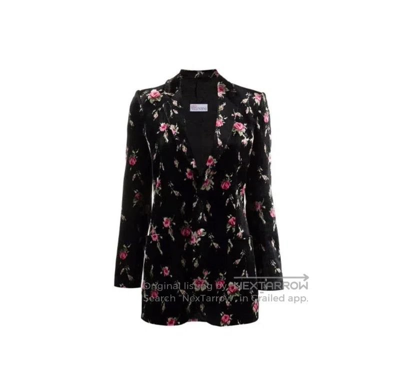 Valentino Valentino Floral pattern single-breasted blazer Size L / US 10 / IT 46 - 1 Thumbnail