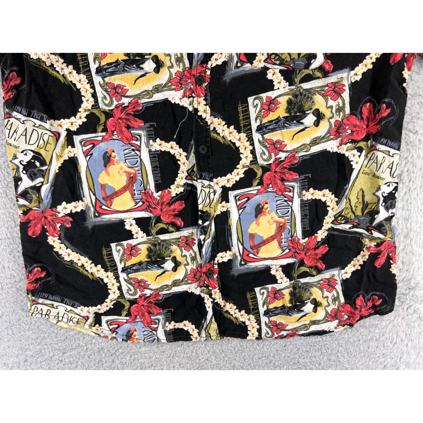 Cotton On VINTAGE Cotton On Garments Shirt Men L Black Red Floral Hawaiian Vacation Aloha Beach 90s 1990s Shirt Mens Size US L / EU 52-54 / 3 - 5 Thumbnail