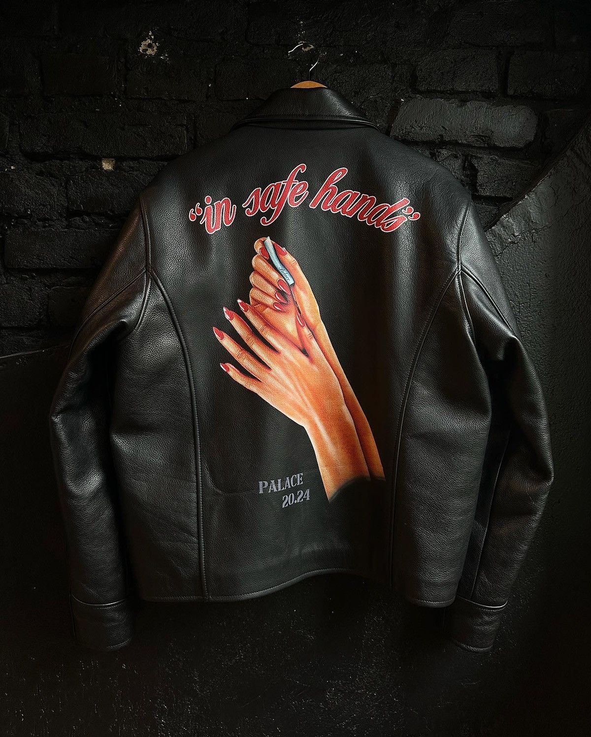 image of 2024 Palace Leather Jacket in Black, Men's (Size Large)