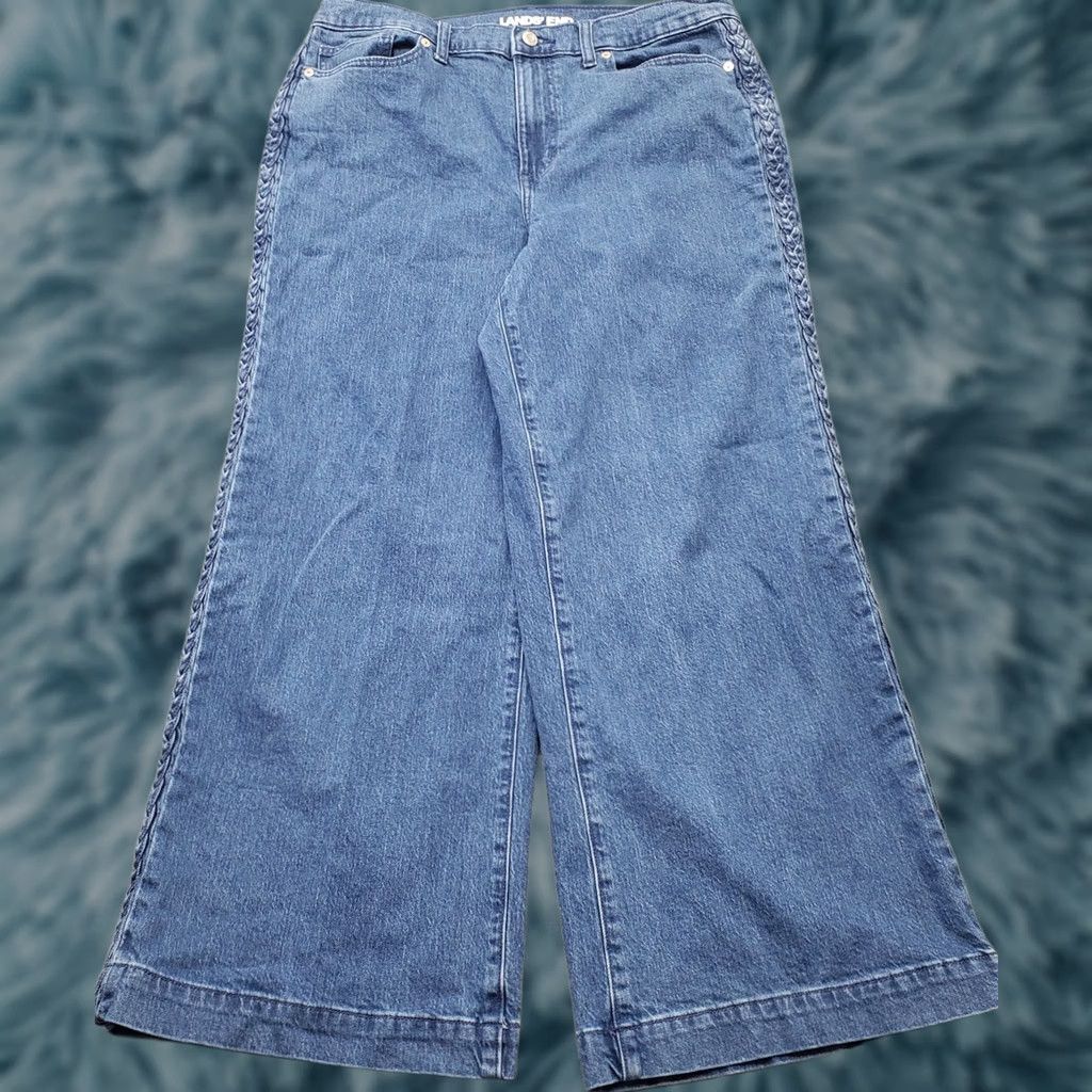 Lands' End Lands' End Jeans Women 14P Blue Denim Medium Wash Grunge Wide Leg Streetwear Shirt Women's 14P Jeans blue Den​im Medium Wash Wide-Leg Streetwear Size 36" / US 14 / IT 50 - 1 Thumbnail