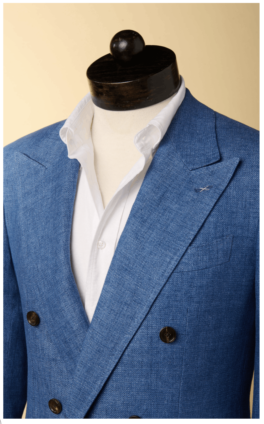 Spier & Mackay Spier&Mackay Denim Blue Linen Double Breasted Sportscoat 6X1 Size 36R - 2 Thumbnail