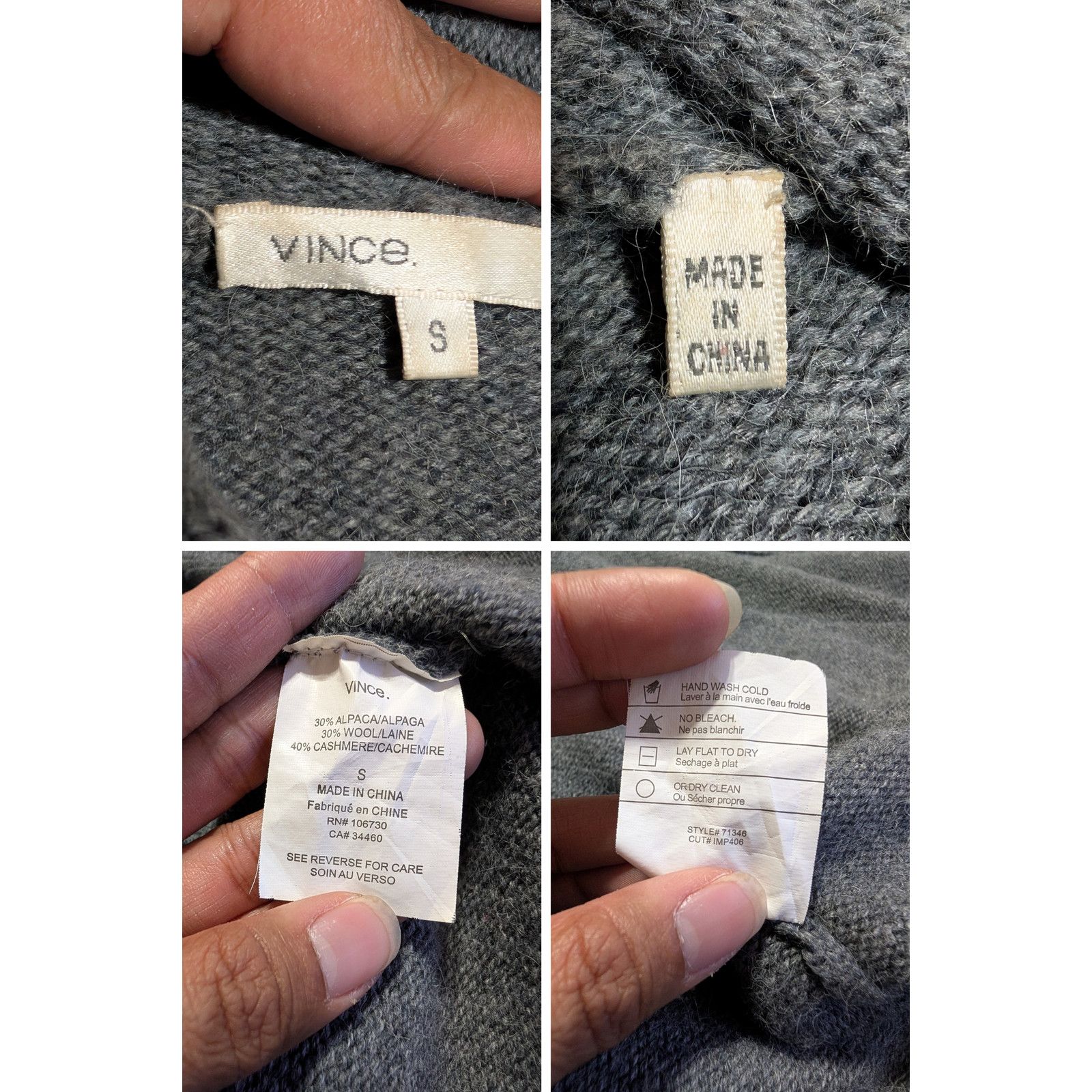Vince Vince Gray Hooded Knit Cardigan Size Small Womens Sweater Size S / US 4 / IT 40 - 7 Thumbnail