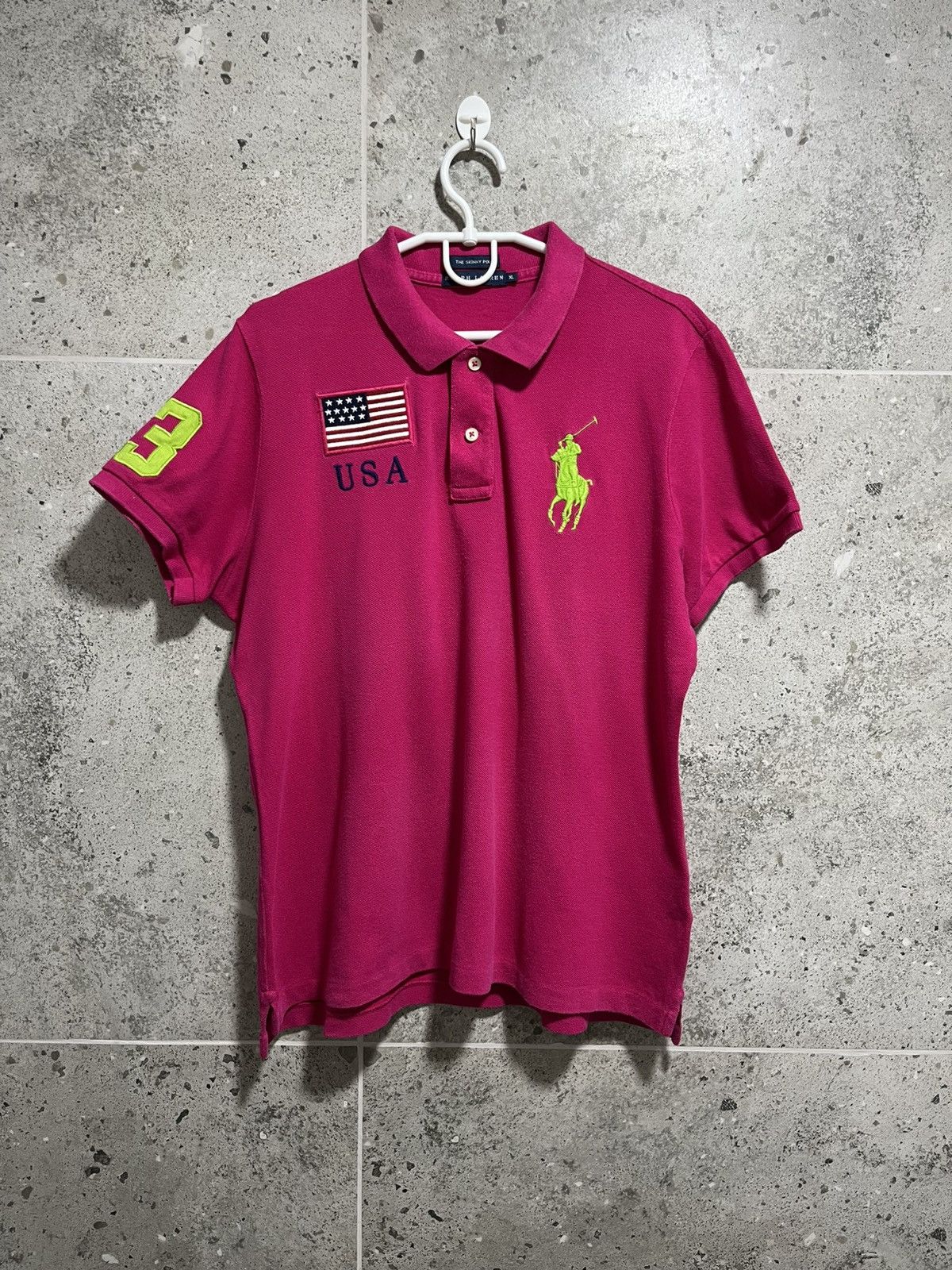 Polo Ralph Lauren × Vintage Polo Ralph Lauren Skinny Polo Shirt Women's Pink Size XL Size XL / US 12-14 / IT 48-50 - 1 Thumbnail
