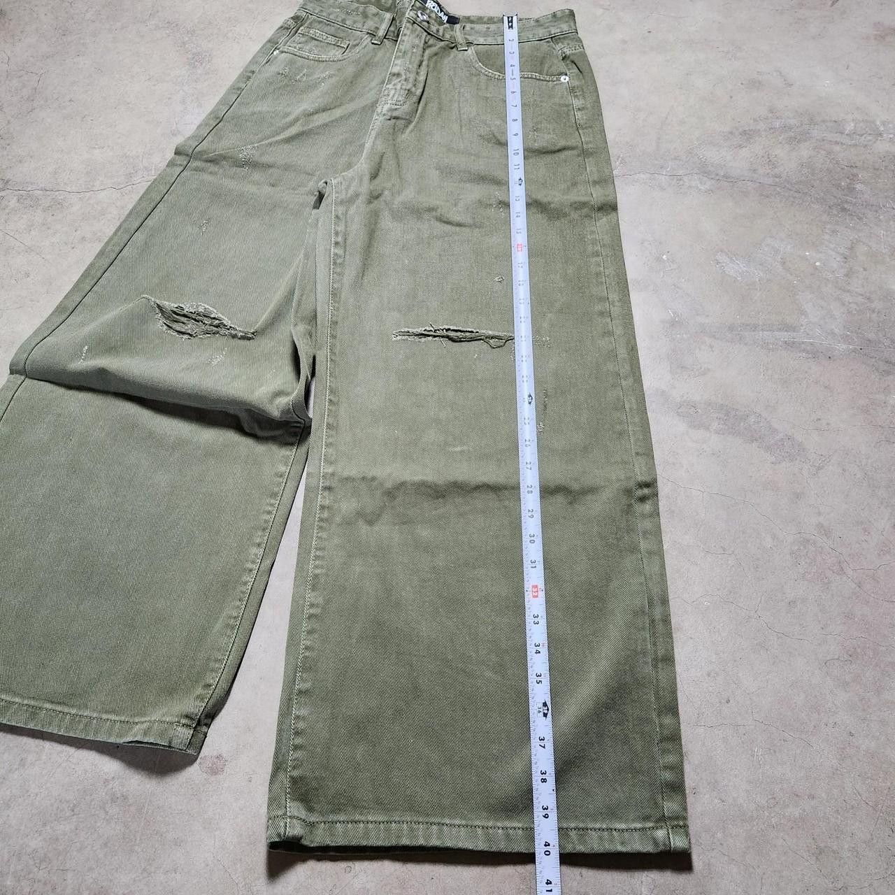 Japanese Brand Distressed Olive Green Baggy Y2K Jeans Size US 32 / EU 48 - 6 Thumbnail