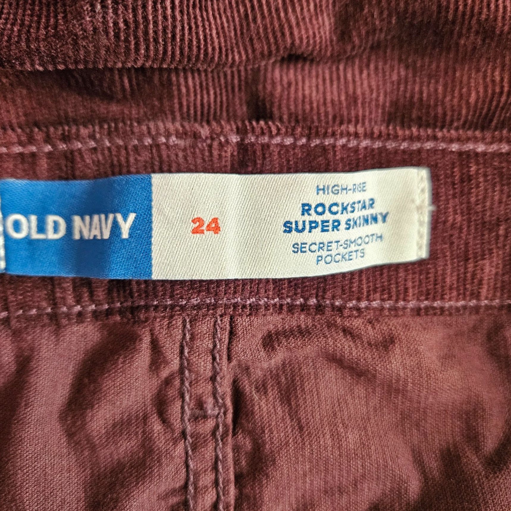 Old Navy Old Navy Womens Rockstar Super Skinny Corduroy Pants Sz 24 Maroon High Rise Size 42" / US 20 - 7 Thumbnail