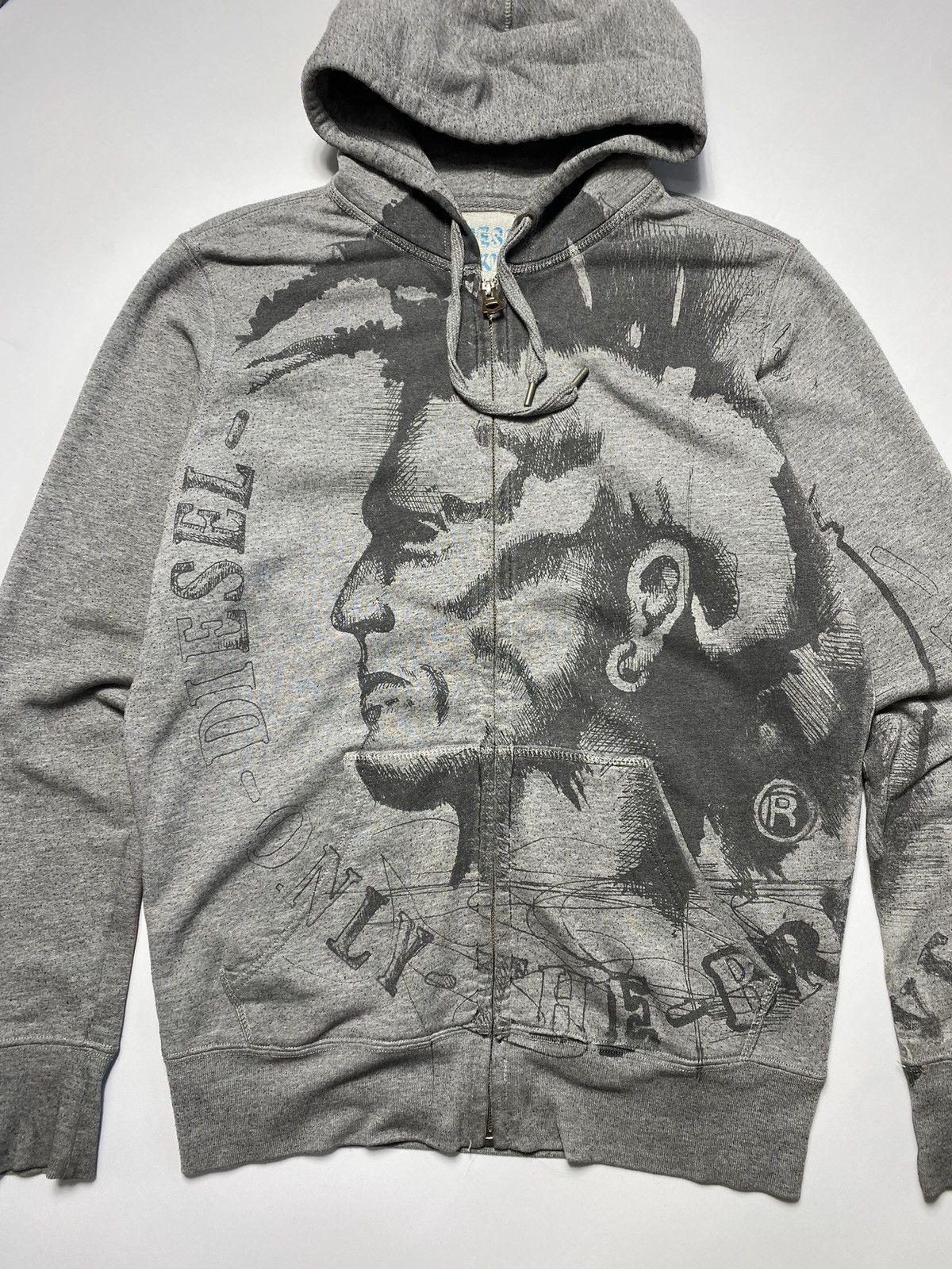 Diesel × Vintage Vintage Diesel graphic all over print zip hoodie zipper Size US L / EU 52-54 / 3 - 4 Thumbnail