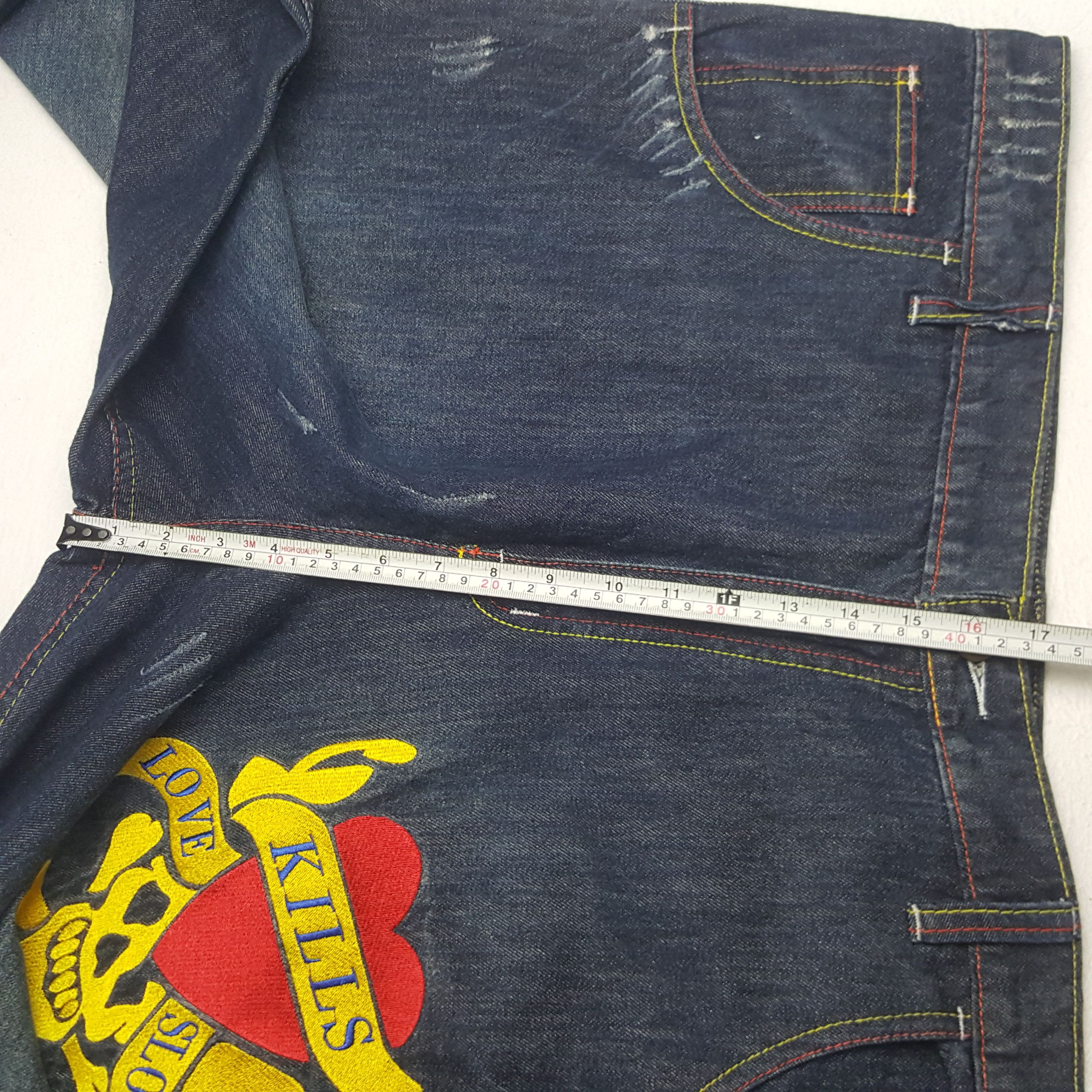 Christian Audigier × Ed Hardy × Vintage Vintage Ed Hardy by Christian Audiger Baggy Denim Jeans Size US 43 - 10 Thumbnail