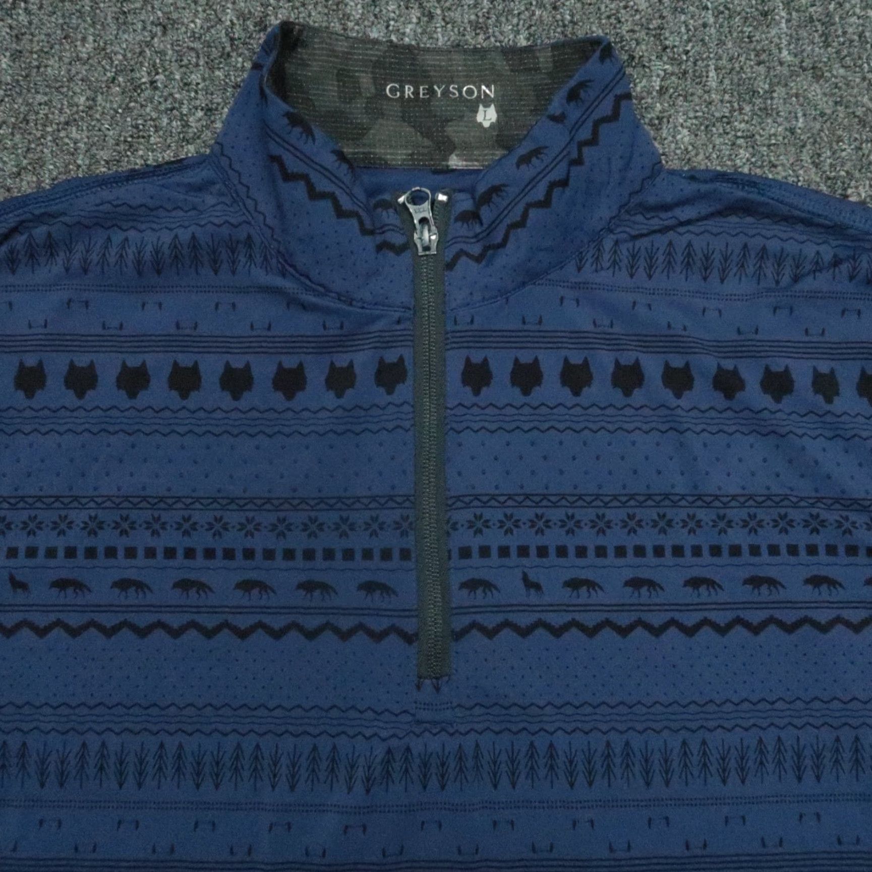 Vintage Greyson Performance Pullover Men Large Blue Geometric Print 1/4 Zip Activewear Size US L / EU 52-54 / 3 - 2 Thumbnail
