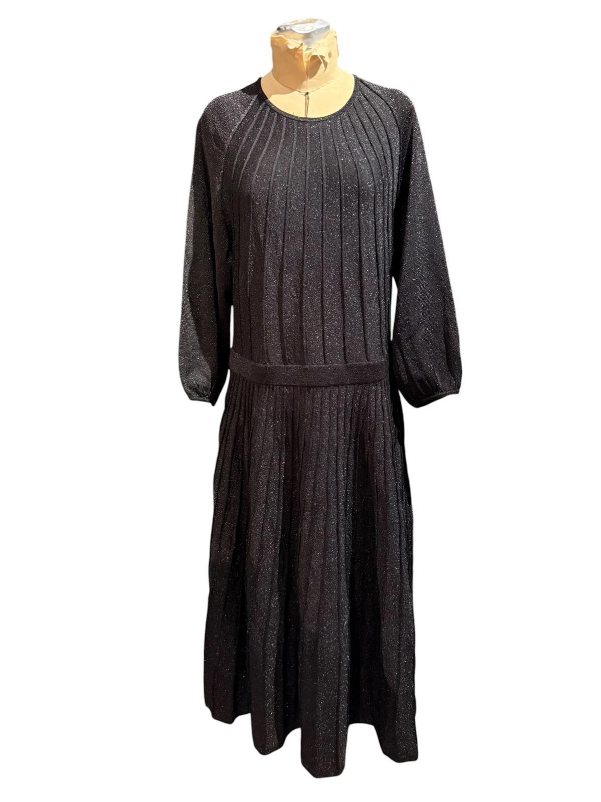 Other The Fold Lumia Black Metallic Knit Dress with Pleated Skirt Size L / US 10 / IT 46 - 1 Thumbnail