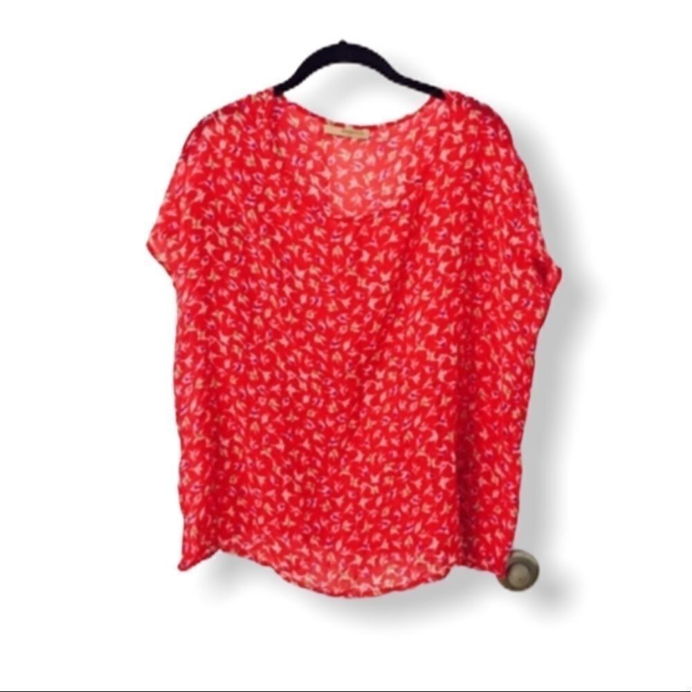 Other Leonard St. Red Silk Sheer Oversized Bird Print Blouse – Siz Size M / US 6-8 / IT 42-44 - 1 Thumbnail