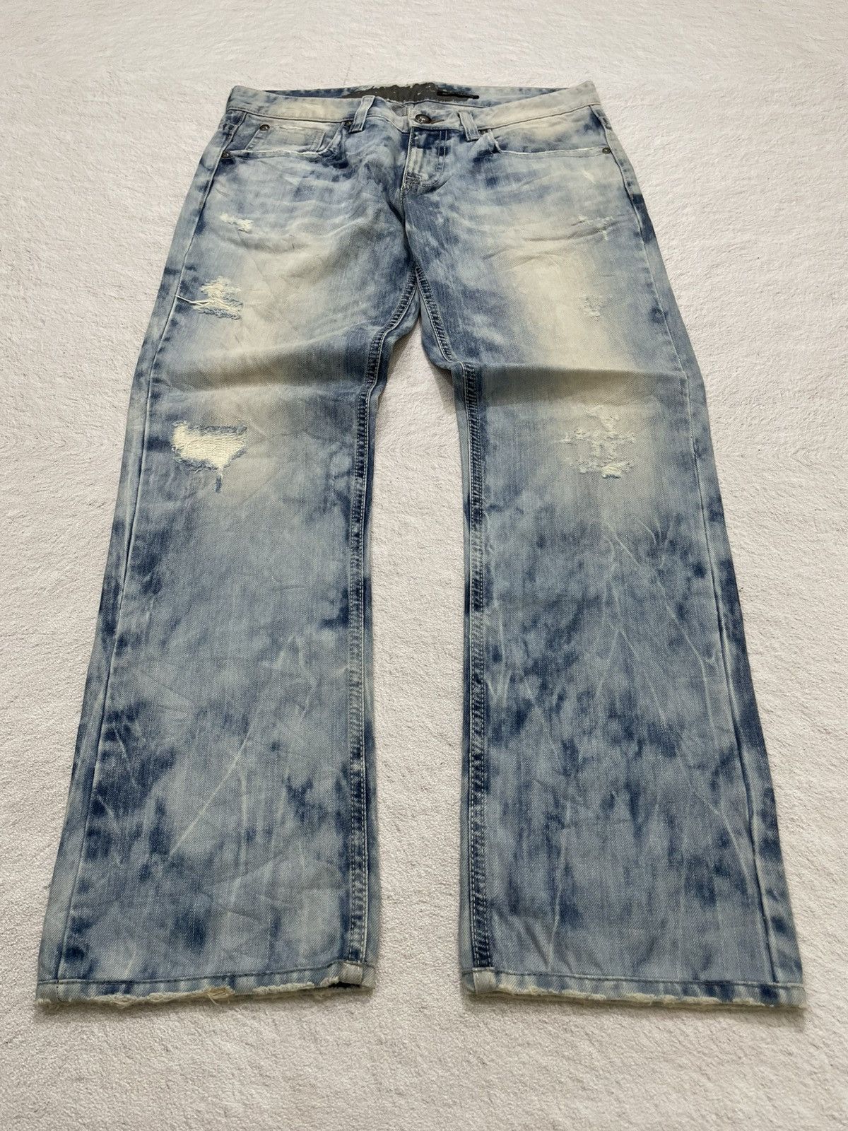 Hysteric Glamour 2000s Acid Wash Distressed Light Blue Jeans Y2K Size US 33 - 1 Thumbnail
