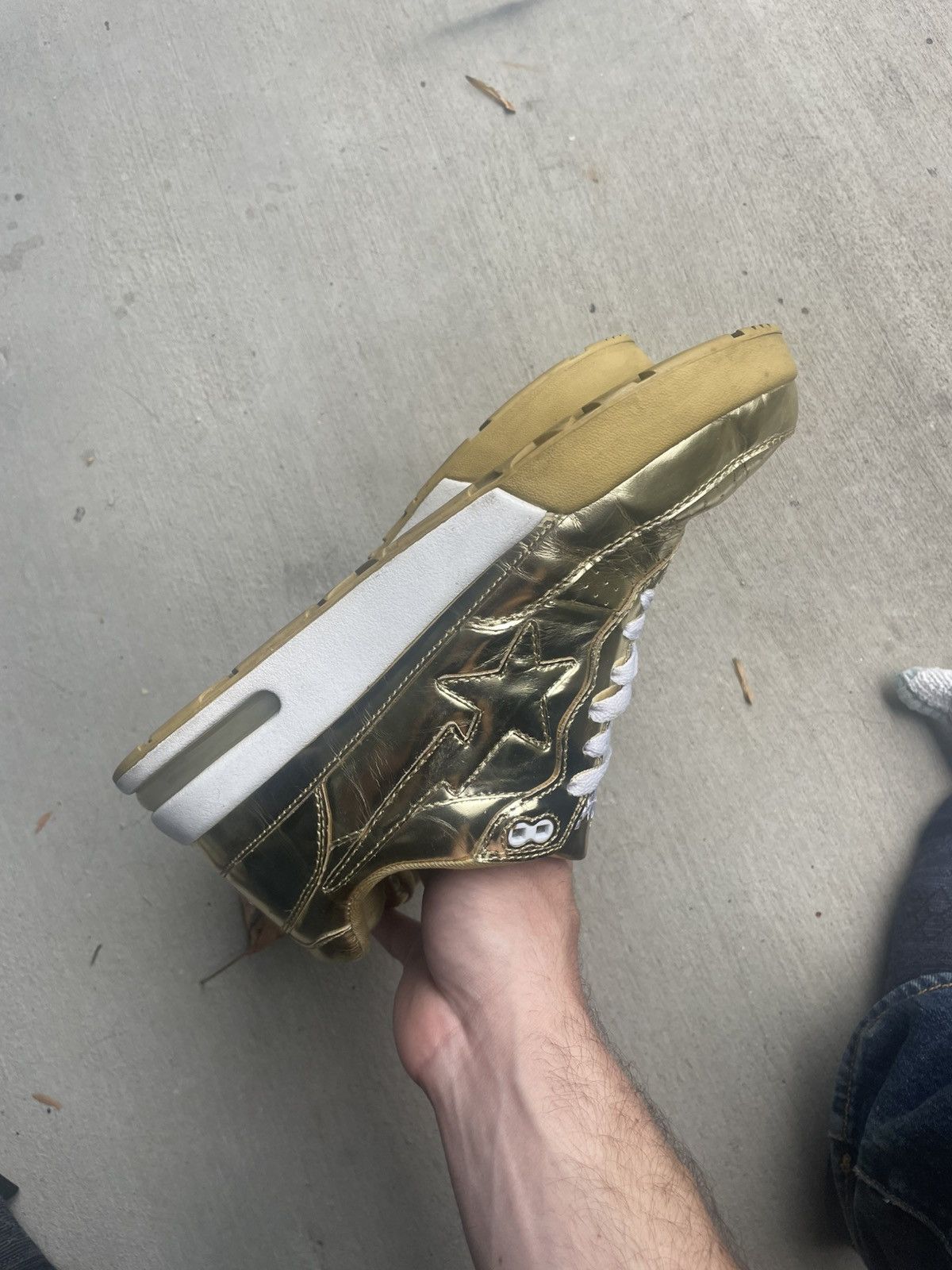 Bape Bape Bapesta Gold Trainers Size US 8.5 / EU 41-42 - 10 Thumbnail