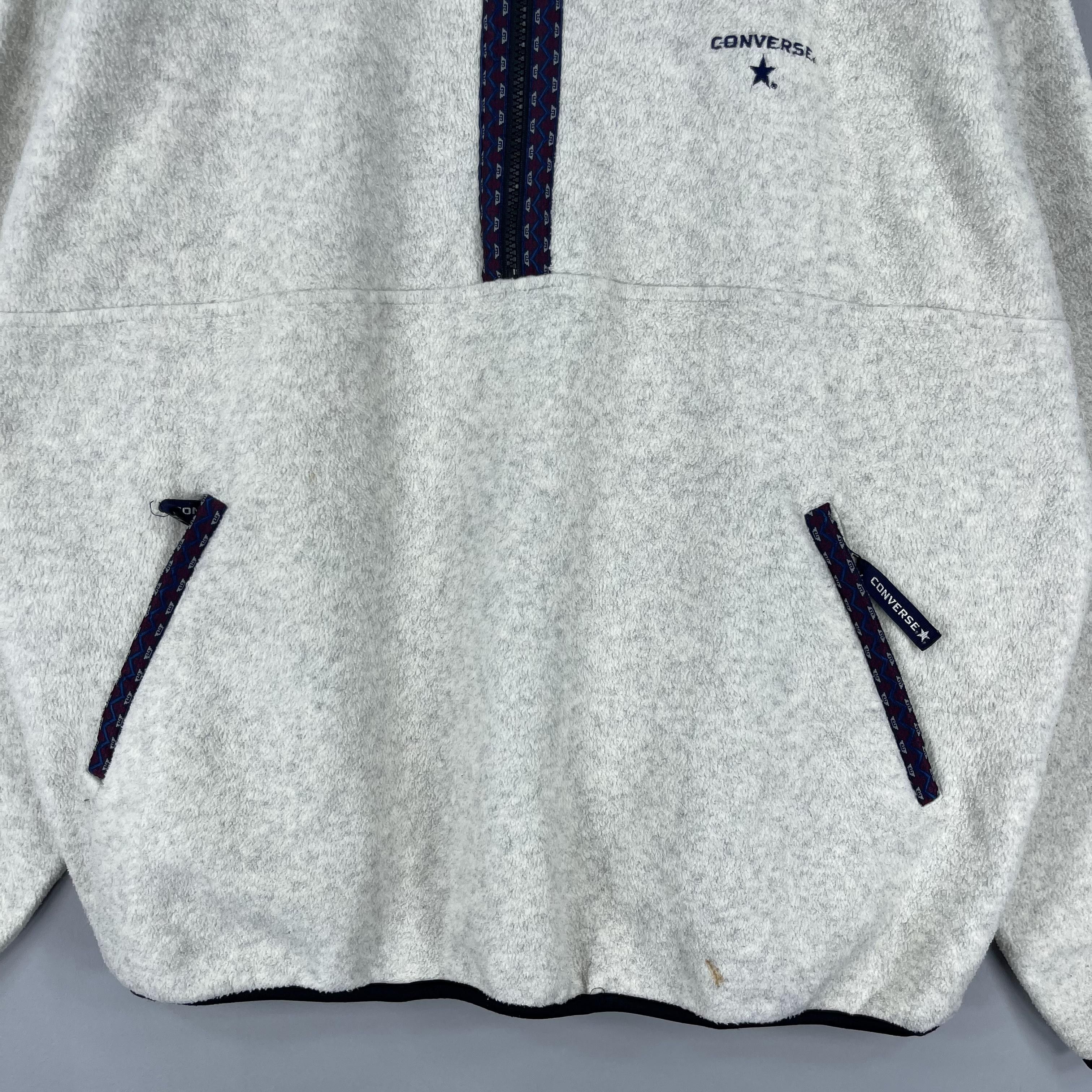 Converse Vintage CONVERSE Tyrolean Tape Half Zipper Fleece Jacket Size US XL / EU 56 / 4 - 4 Thumbnail