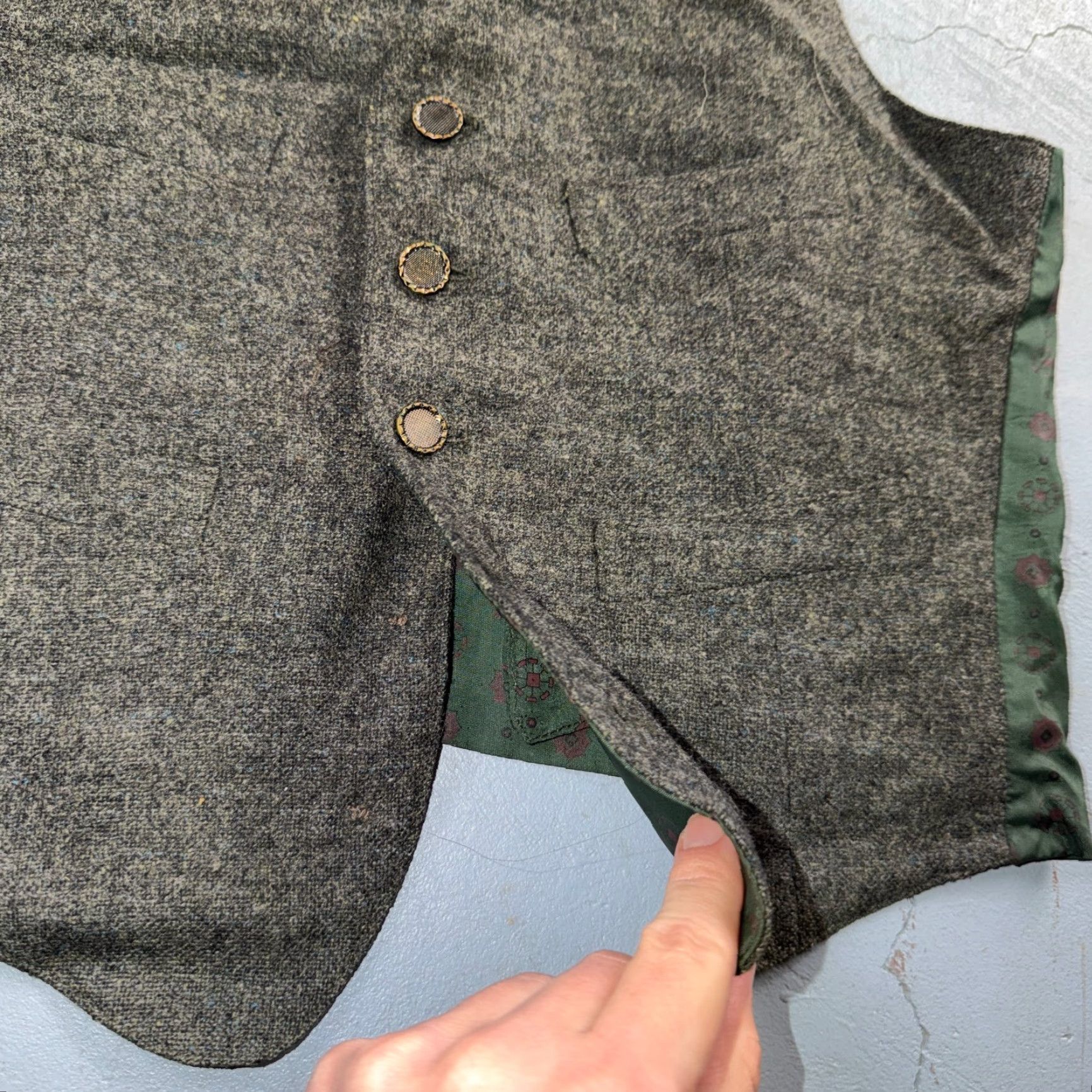 Doublet VINTAGE Vest Mens Gray Green Waistcoat Size S 1940s 1950s Double Sided Rare Suit Size US S / EU 44-46 / 1 - 3 Thumbnail