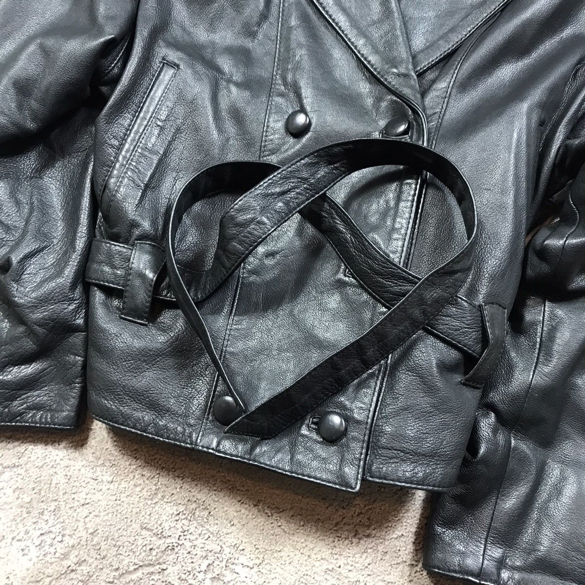 Vintage Vintage 90s Faded Black Leather Jacket Streetwear Relaxed M Size M / US 6-8 / IT 42-44 - 6 Thumbnail