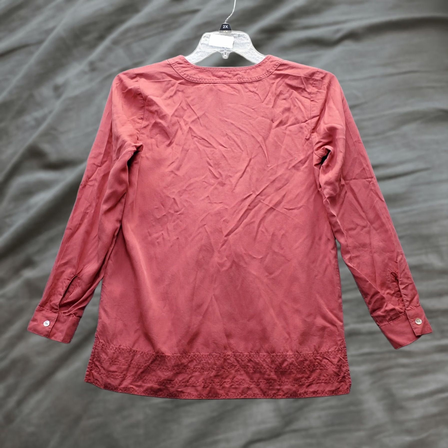 J. Jill J. Jill Pink Tencel Tunic Top Womens XS Long Sleeve Lace Up Tie Tunic Blouse Shirt Size XS / US 0-2 / IT 36-38 - 1 Thumbnail
