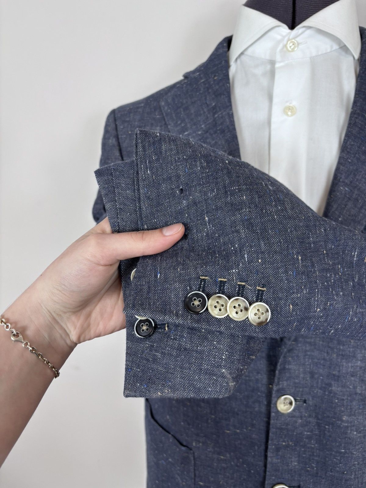 Other Gutteridge Men’s Blue Cotton Linen Silk Blazer Jacket Coat Size 42R - 9 Thumbnail
