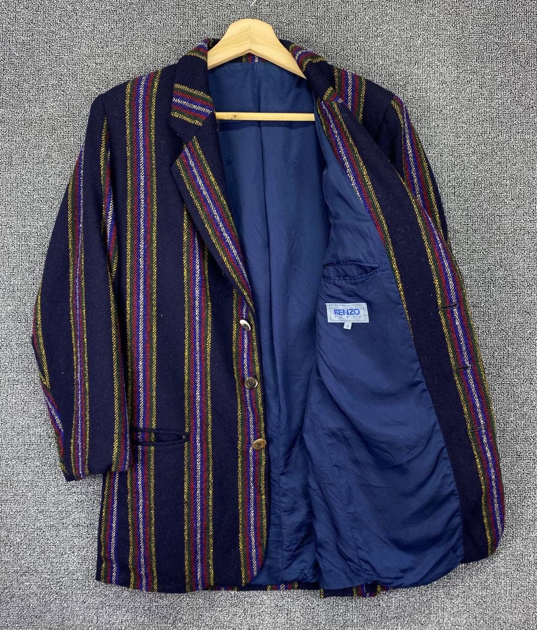 Kenzo × Vintage Vintage Kenzo Stripes Multicolour Knit’s Coats Wool Jacket Size US M / EU 48-50 / 2 - 5 Thumbnail