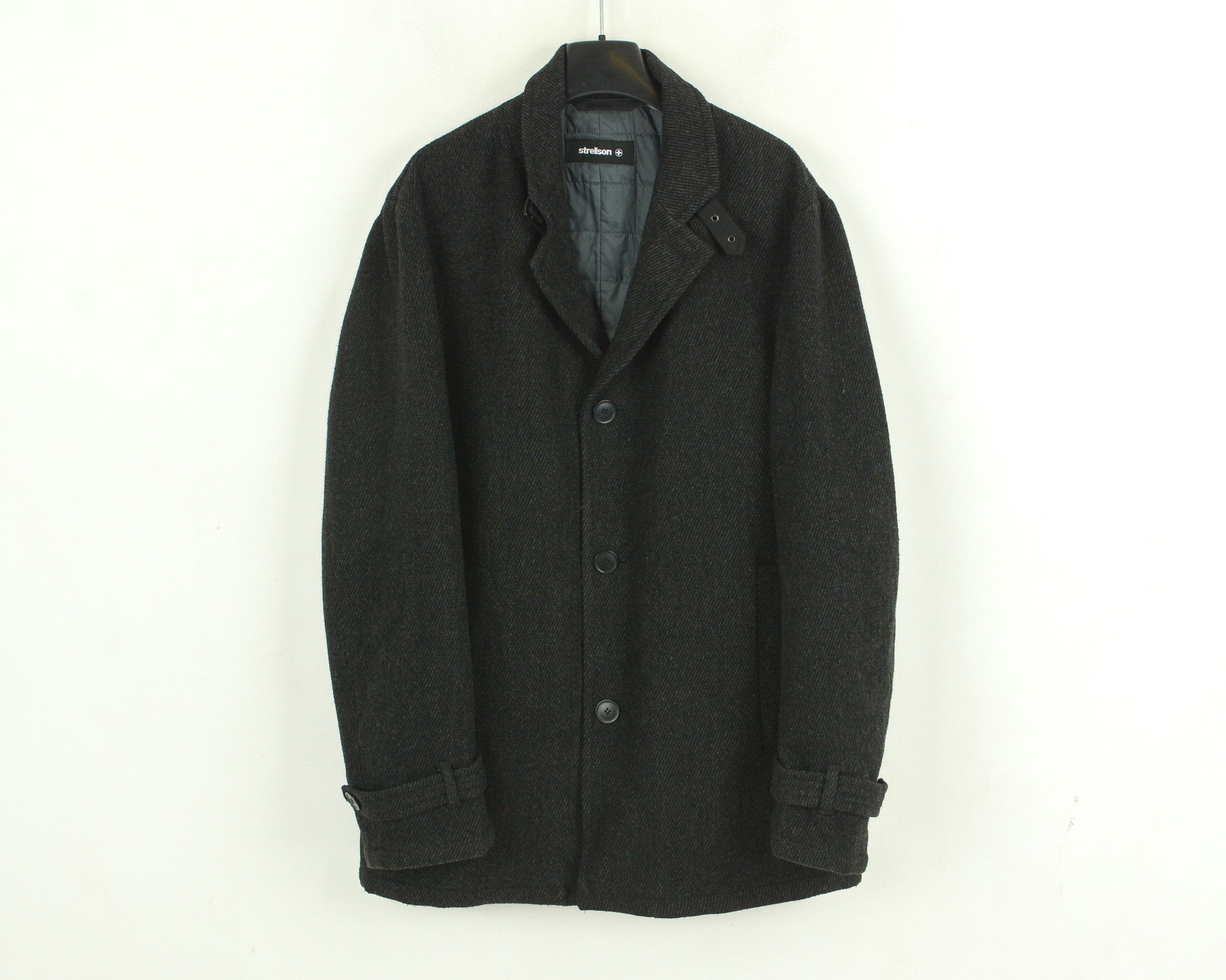 Strellson Man's M Dark Grey Jacket Wool 40 Pea Button Coat M Tweed Size US M / EU 48-50 / 2 - 1 Thumbnail