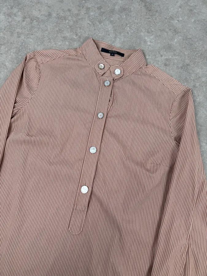 Gucci SS2007 Gucci Apricot Officer Collar Striped Shirt by Frida Giannini Size US M / EU 48-50 / 2 - 5 Thumbnail