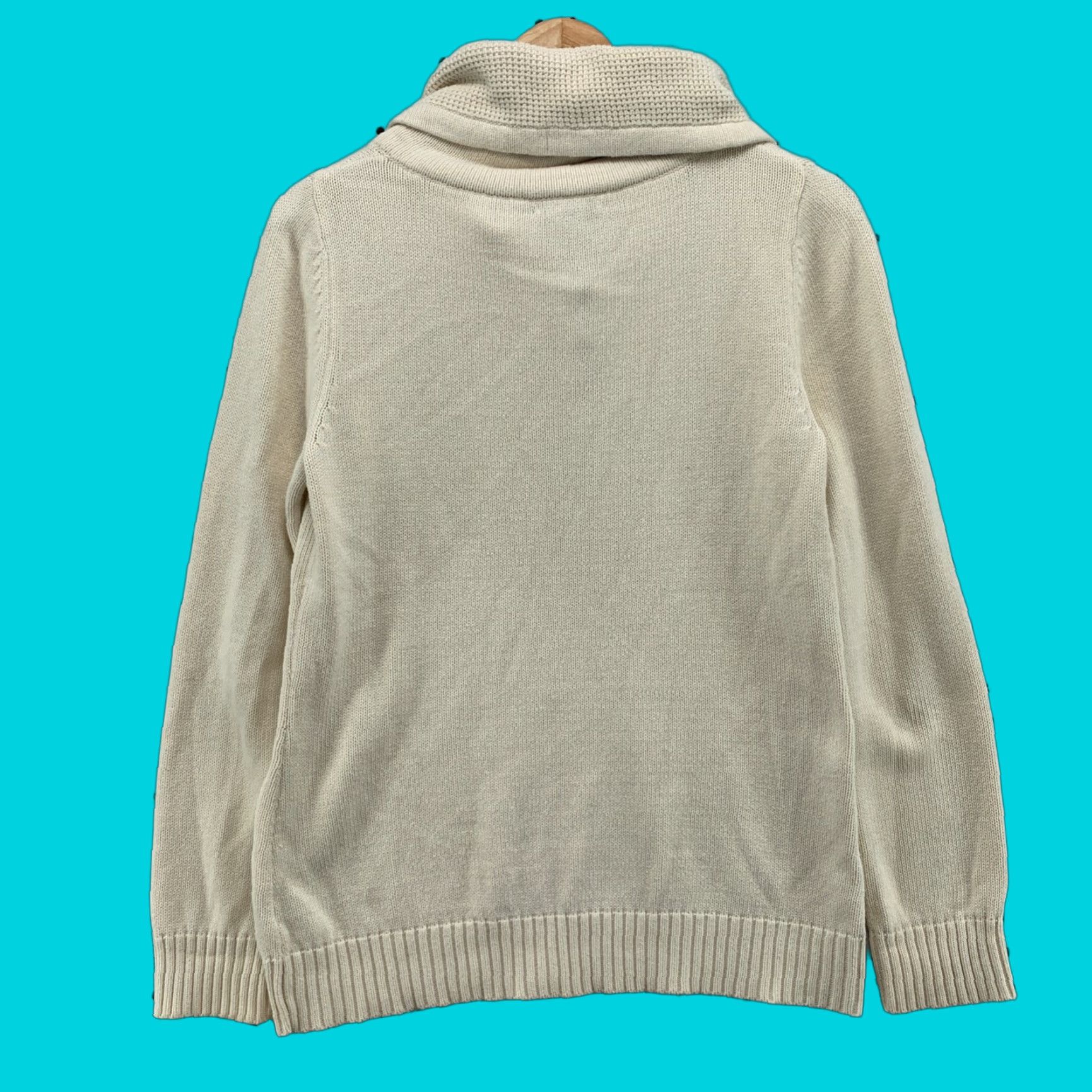 Ralph Lauren Lauren Ralph Lauren Women Knit Sweater Medium White Cowl 1/4 Zip Button Pullover Size M / US 6-8 / IT 42-44 - 1 Thumbnail