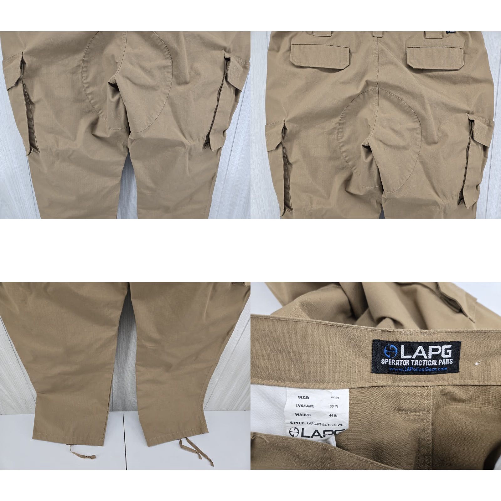 Vintage LAPG Pants Men's 44x30 Cargo Tactical Rip Stop Brown Beige Cargo Pocket Army 30in Inseam Mens Size US 44 / EU 60 - 8 Thumbnail