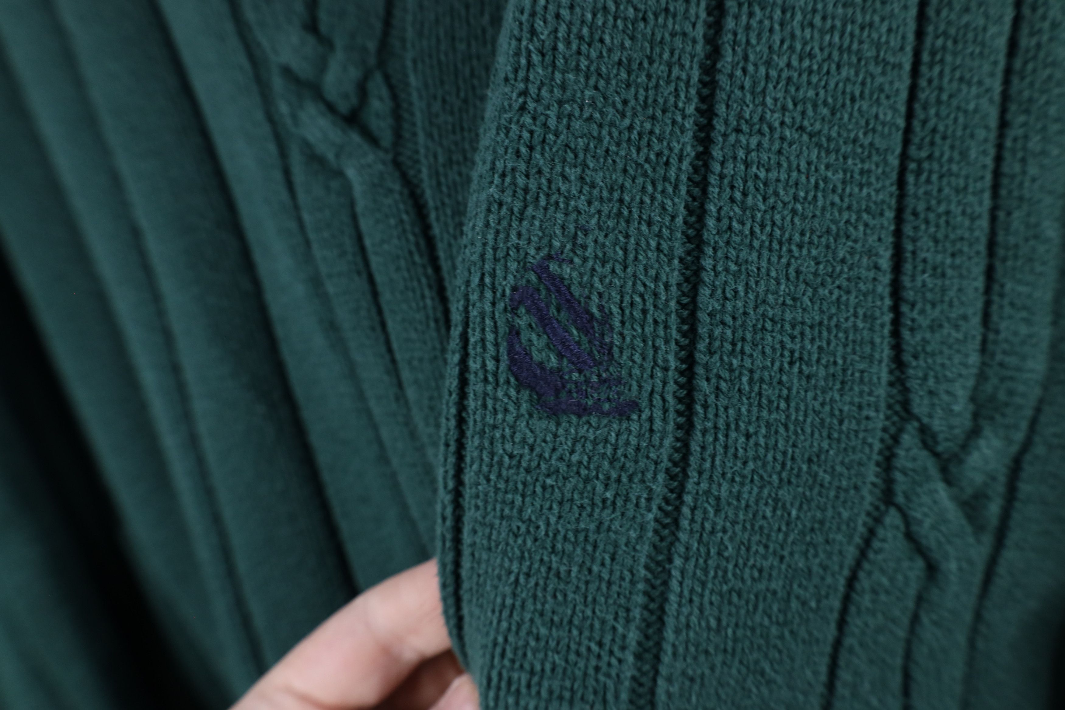 Nautica Vintage 90s Nautica Chunky Ribbed Cable Knit Sweater Green Size US L / EU 52-54 / 3 - 4 Thumbnail