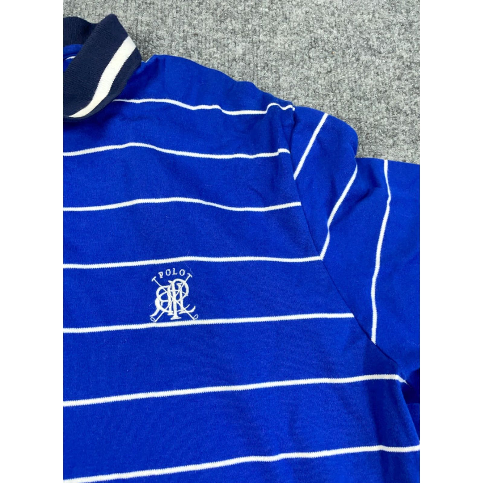Polo Ralph Lauren Polo Ralph Lauren Blue White Striped Polo Shirt Adult XL Embroidered Crest Casual 90s Mens Size US XL / EU 56 / 4 - 6 Thumbnail