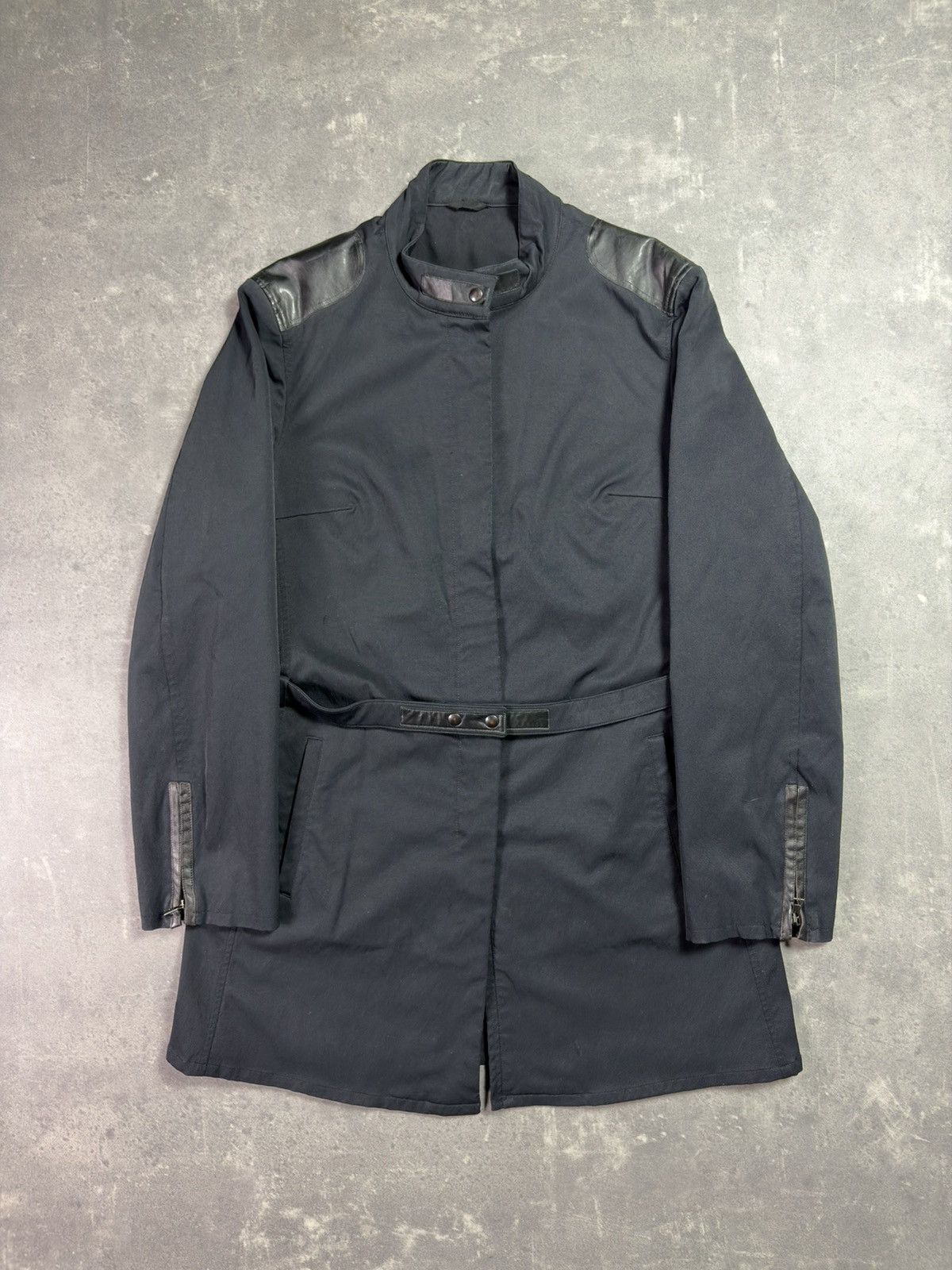 Neil Barrett 90s Neil Barrett Moto Belted Racing Coat 48 50 Leather Patch Size US L / EU 52-54 / 3 - 1 Thumbnail