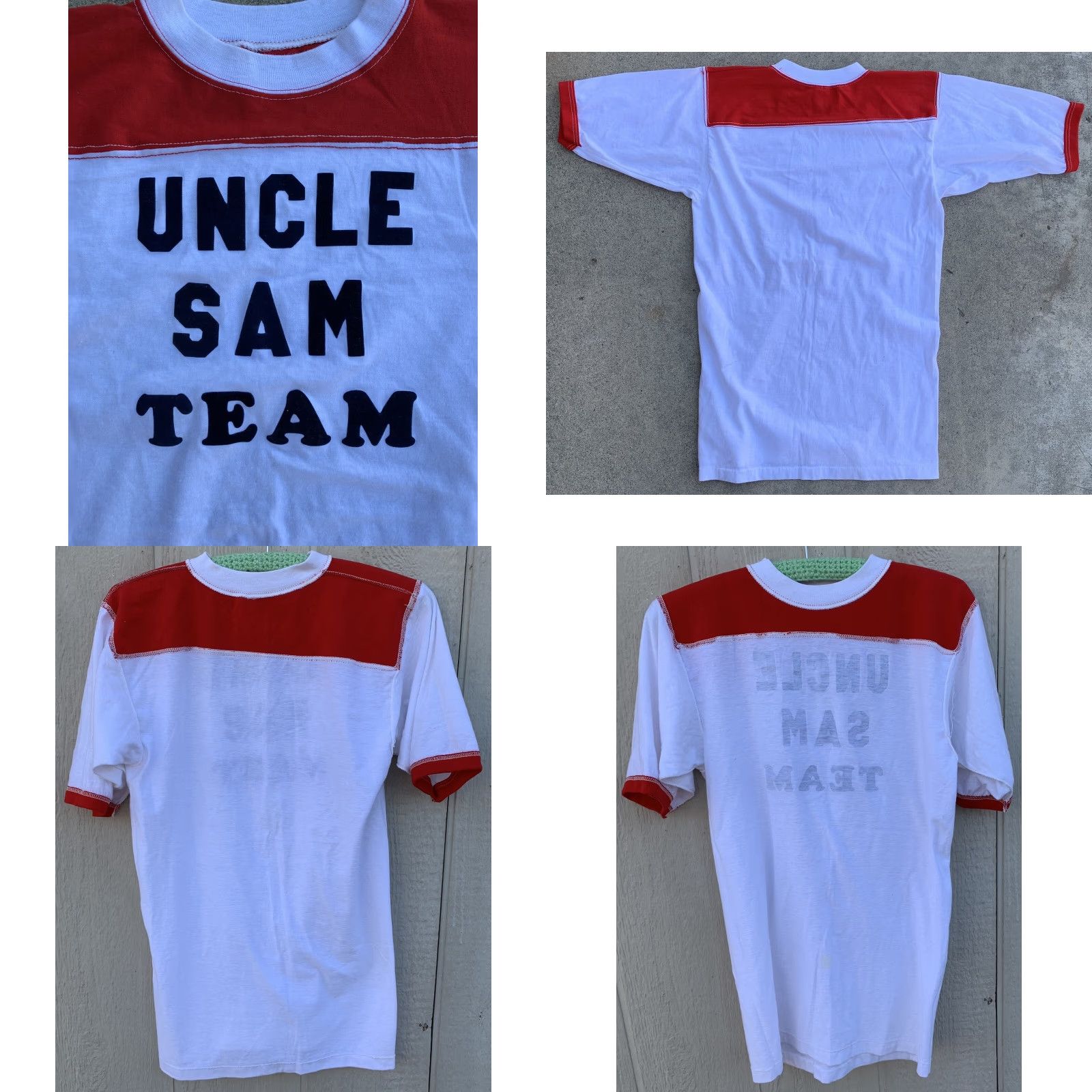Vintage VINTAGE Uncle Sam Team iron on lettering jersey style t shirt tee size M L Size US M / EU 48-50 / 2 - 10 Thumbnail